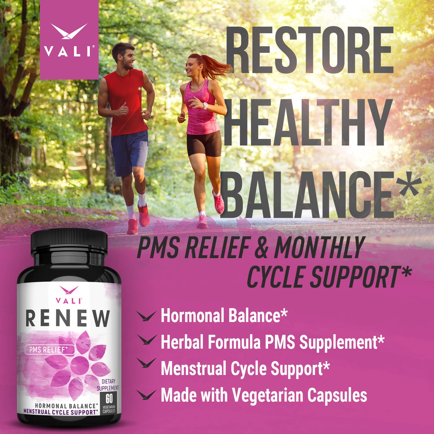 VALI Renew PMS Relief Supplement. Women’s Menstrual Cycle Support. Herbal Formula VALI uk supplements