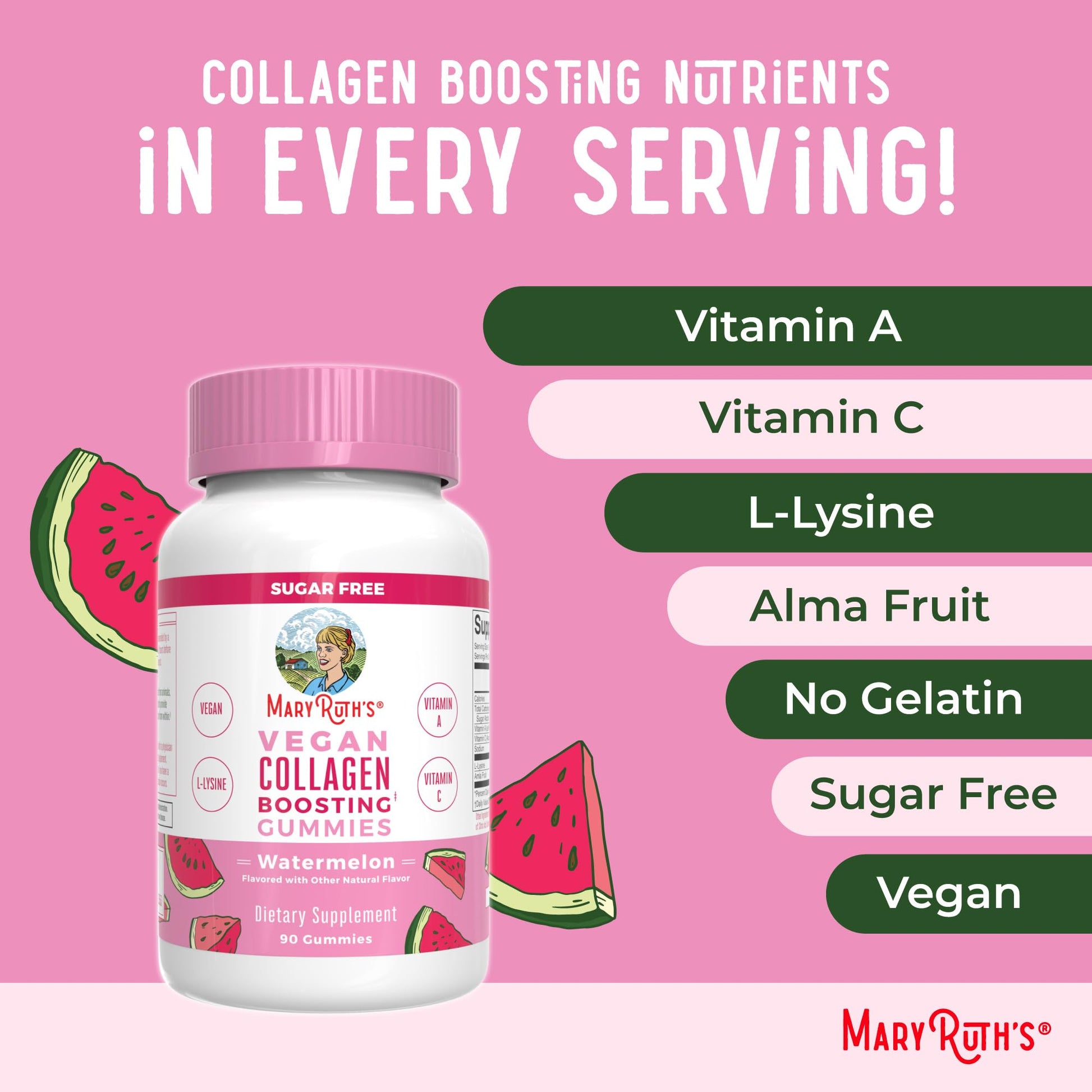 MaryRuth Organics Vegan Collagen for Women & Men, Collagen Boosting Gummies, Skin Care, Lysine, Vitamin C, Vitamin A, Amla, Supplement for Hair & Skin, Vegan, Non-GMO, Gluten Free, 90 Servings MARYRUTH'S uk supplements