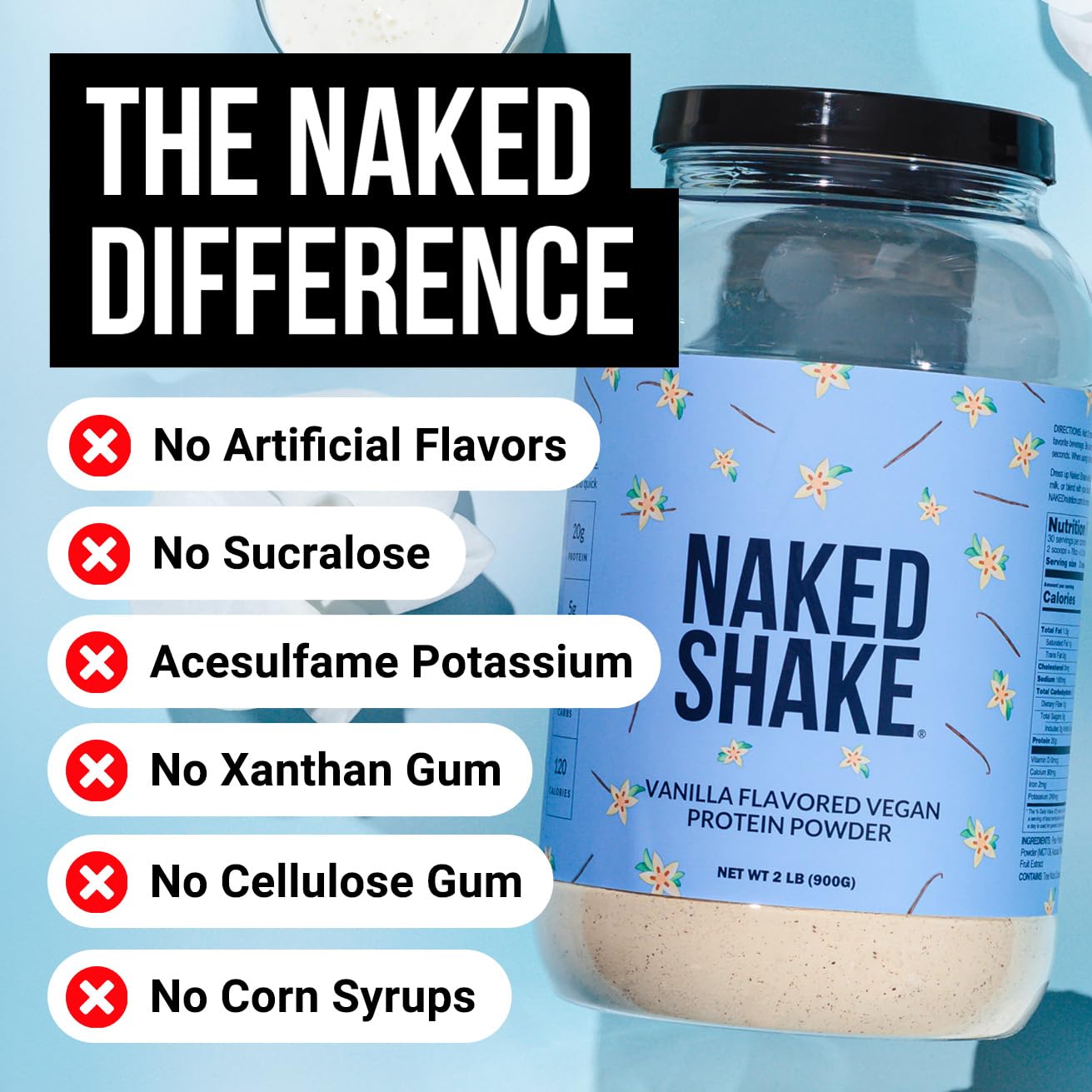 NAKED Shake - Vanilla Protein Powder - Plant Based Protein Shake with Mct Oil, NSF Certified, Gluten-Free, Soy-Free, No Gmos Or Artificial Sweeteners - 30 Servings NAKED uk supplements