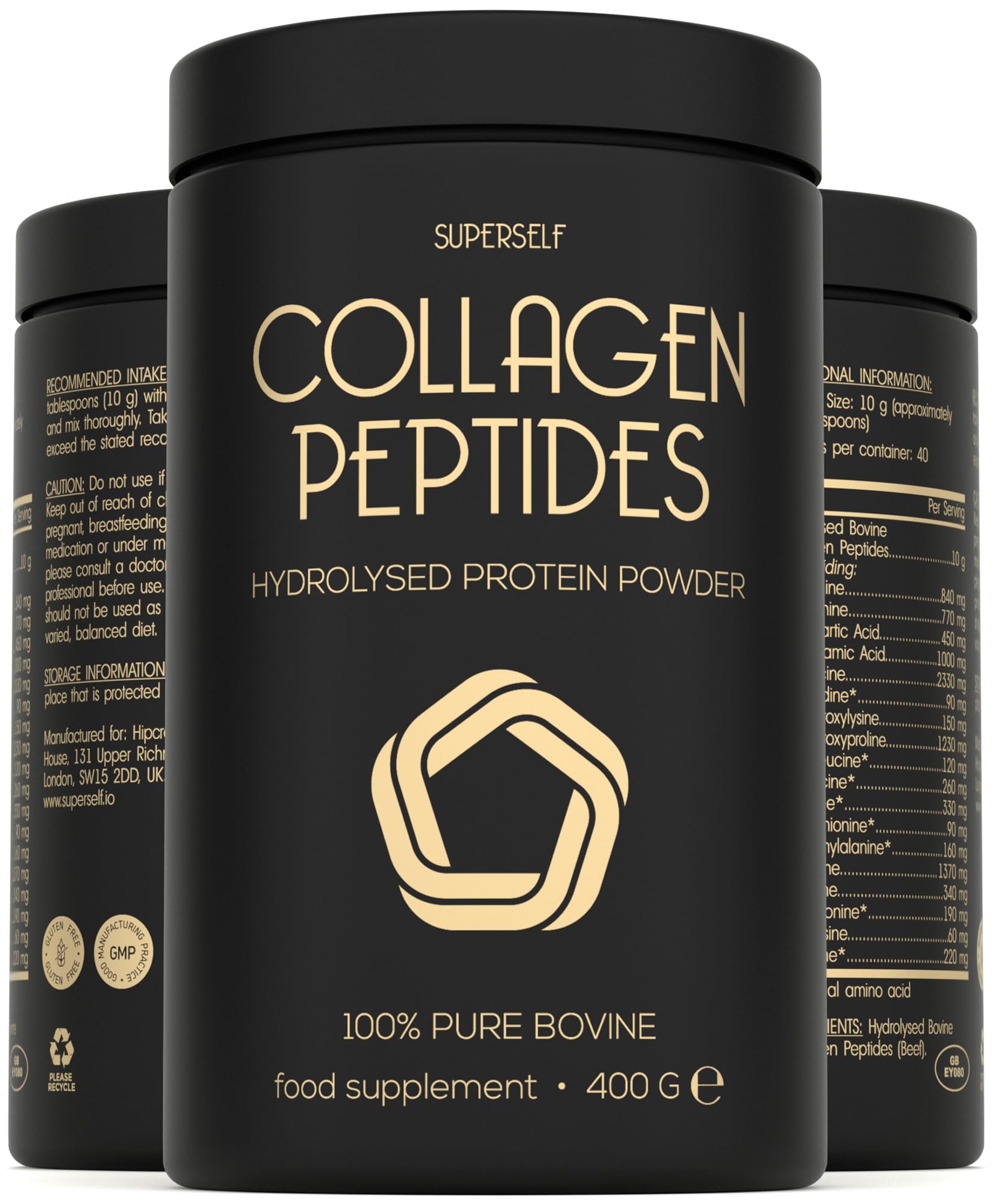 Premium Collagen Powder - Collagen Supplements for Women & Men - Pure Bovine Collagen Peptides 400g SuperSelf uk supplements
