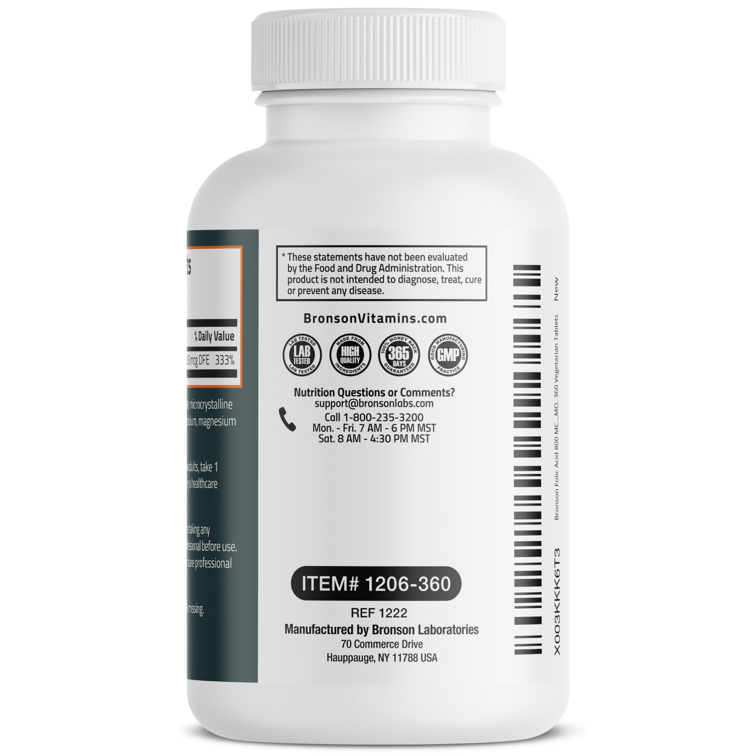 Bronson Folic Acid 800 MCG Supports Prenatal Development, 1 Year Supply, Non-GMO Bronson uk supplements