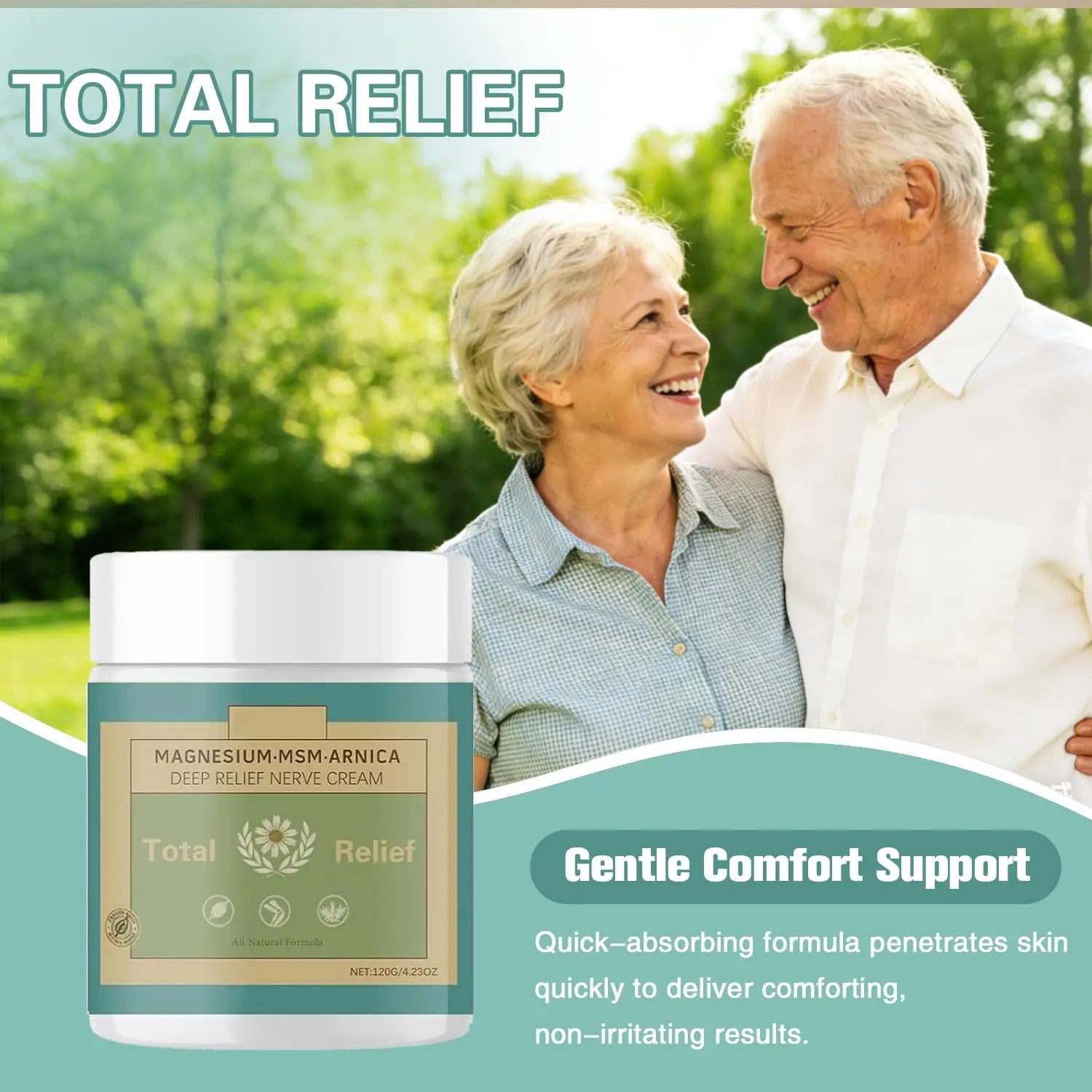 HANGWON Total Relief Magnesium Soothing Cream Advanced nerve Comfort with Arnica, Menthol, MSM,Fast-Absorbing for Relief Joint, Feet, Hands, Legs, Muscles, and Waist, Natural Ingredient -4floz/114g HANGWON uk supplements