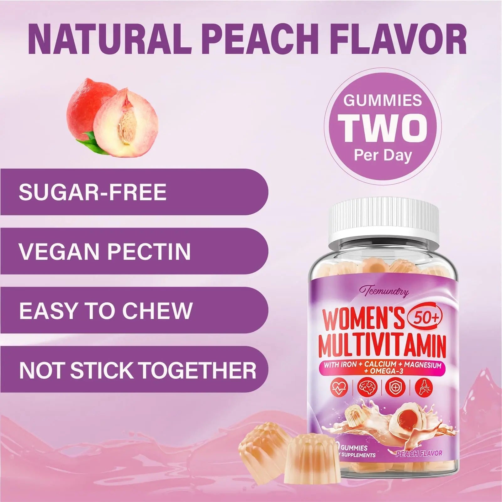 Multivitamin Gummies for Women 50 Plus - with Omega 3, Coenzyme Q10, Iron, Calcium, Zinc, Vitamin A, C, D3, E, K2, B Complex, Folate Tcemundry uk supplements
