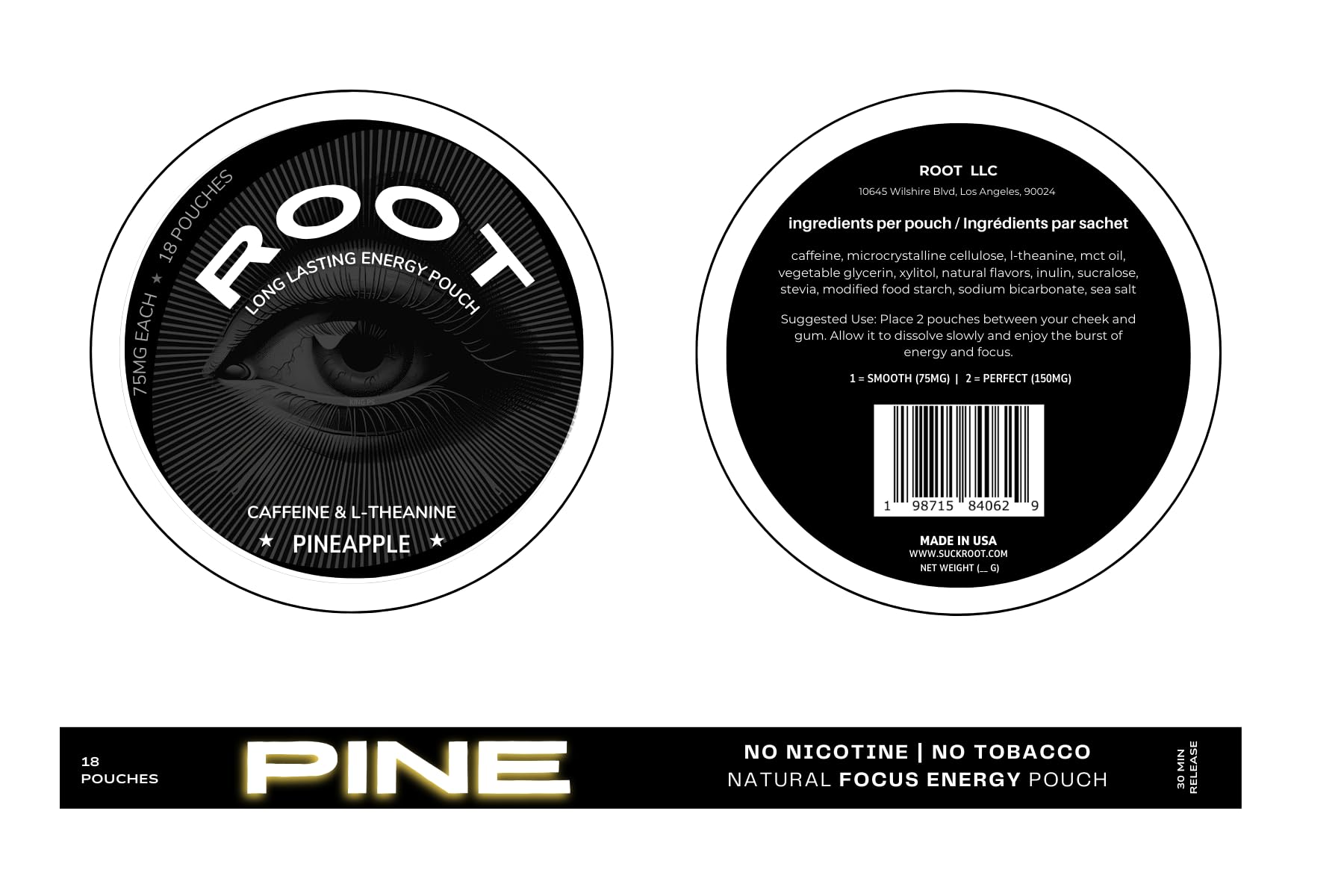 Root Nootropic Energy Pouches – Caffeine & L-Theanine for Focus & Clarity – Sugar-Free, Long-Lasting Alternative to ZYN - Pineapple - (Pack of 3) Root uk supplements