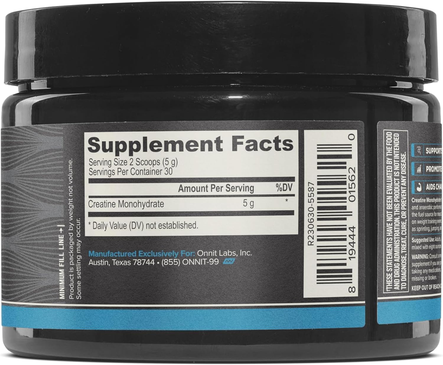 ONNIT Creatine Monohydrate Powder, IGEN(TM) Non-GMO Tested 5g Premium Creatine for Muscle Strength, Power and Lean Mass, Supports Brain Health, Brain Cellular Energy, Unflavored, 30 Servings, 5.29 oz ONNIT uk supplements