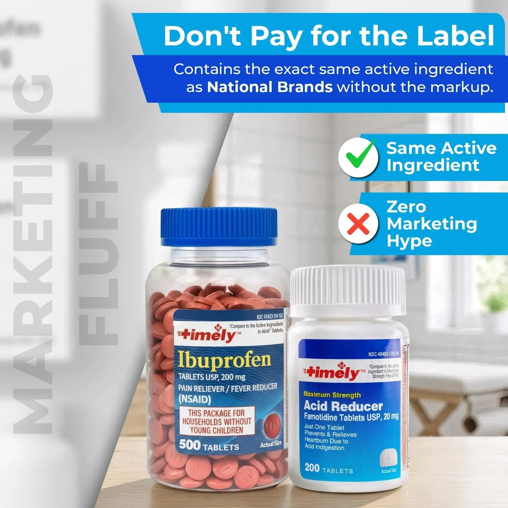 TIME-Cap Labs Ibuprofen 200mg (500 Tablets) & Famotidine 20mg Acid Reducer (200 Tablets) Bundle - Fever, Pain Reliever Pills for Headaches & Heartburn Relief Medicine for Acid Reflux & Indigestion TIME-CAP LABS, INC. uk supplements