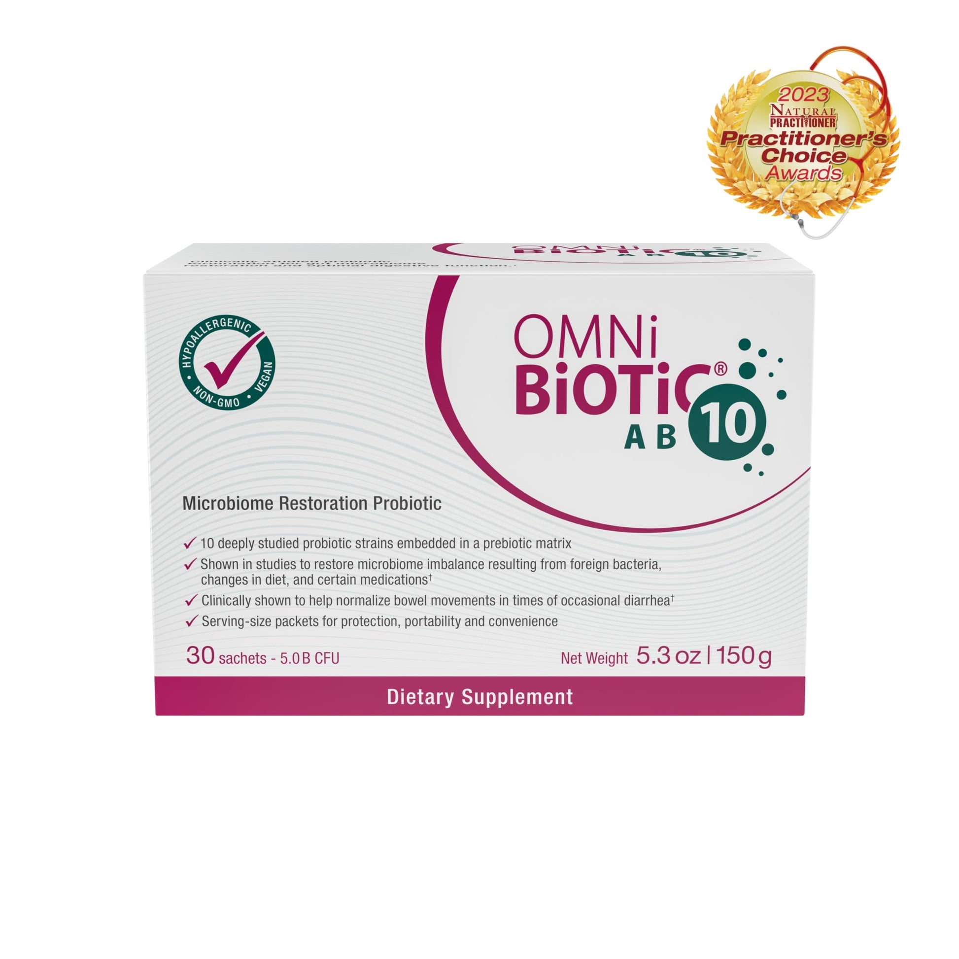 OMNi BiOTiC AB 10 - Clinically Tested Restorative Probiotic - Supports & Restores Gut Flora & Digestion - Digestive Probiotic for Diarrhea - Vegan, Hypoallergenic, Non-GMO (30 Daily Packets) OMNi BiOTiC uk supplements