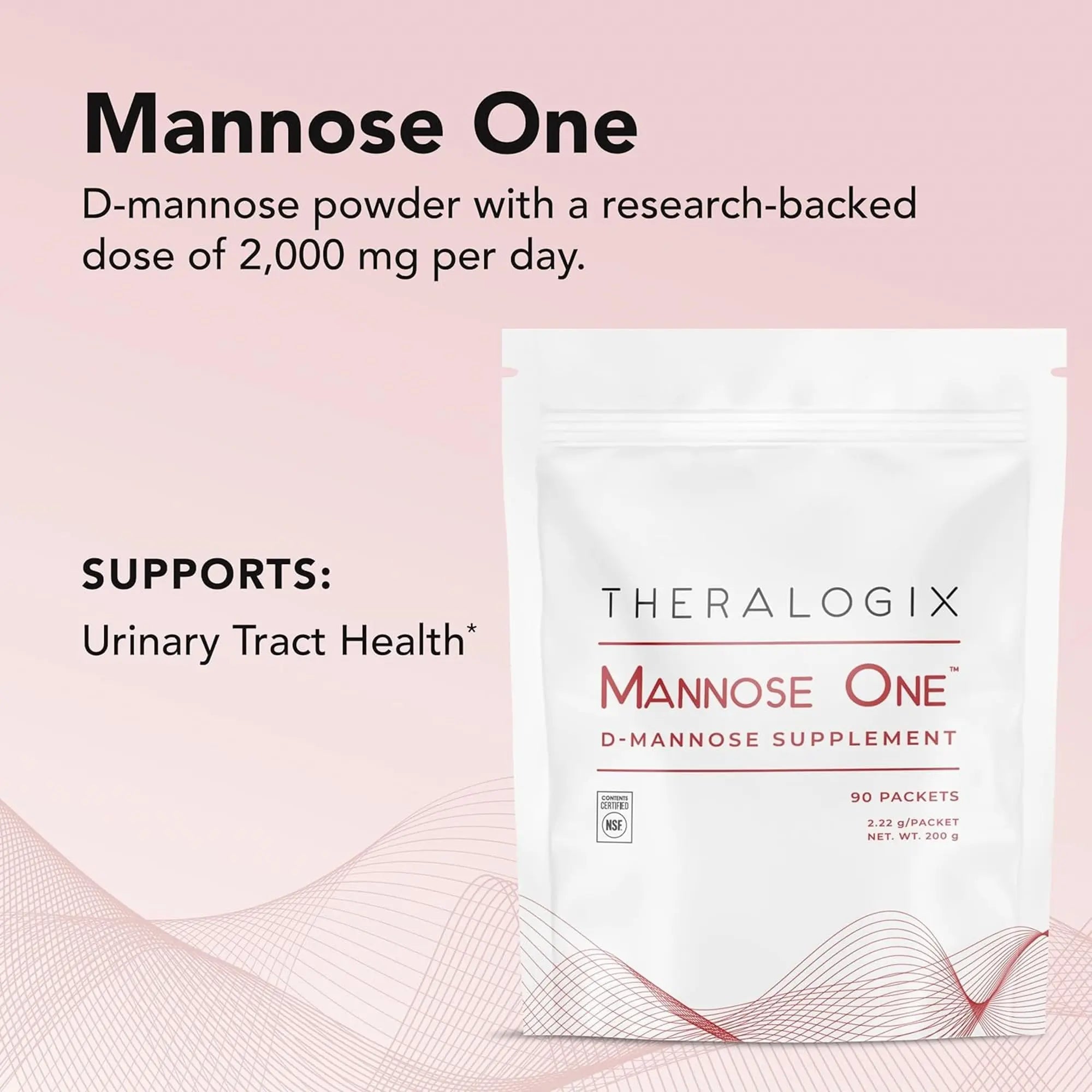Theralogix Mannose One D-Mannose Powder - 90-Day Supply - Supports Urinary Tract Health with 2,000 mg D-Mannose* - NSF Certified - 90 Packets Theralogix uk supplements