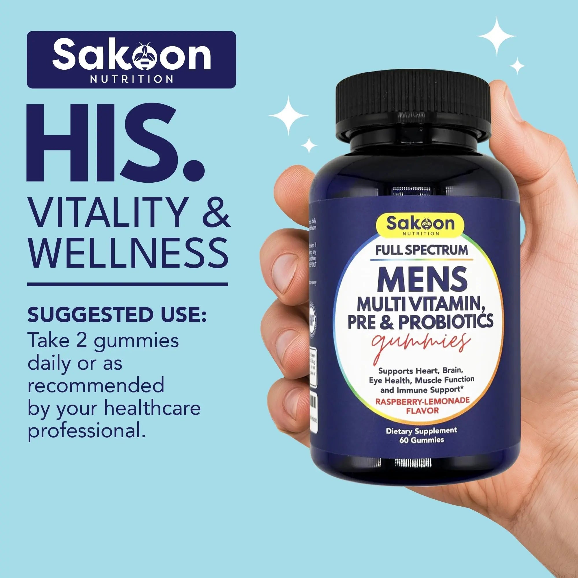 Sakoon nutrition Men's Multivitamin Gummies with Probiotics and Prebiotics, Adult Multivitamin A, C, D, E, B & More Sakoon nutrition uk supplements