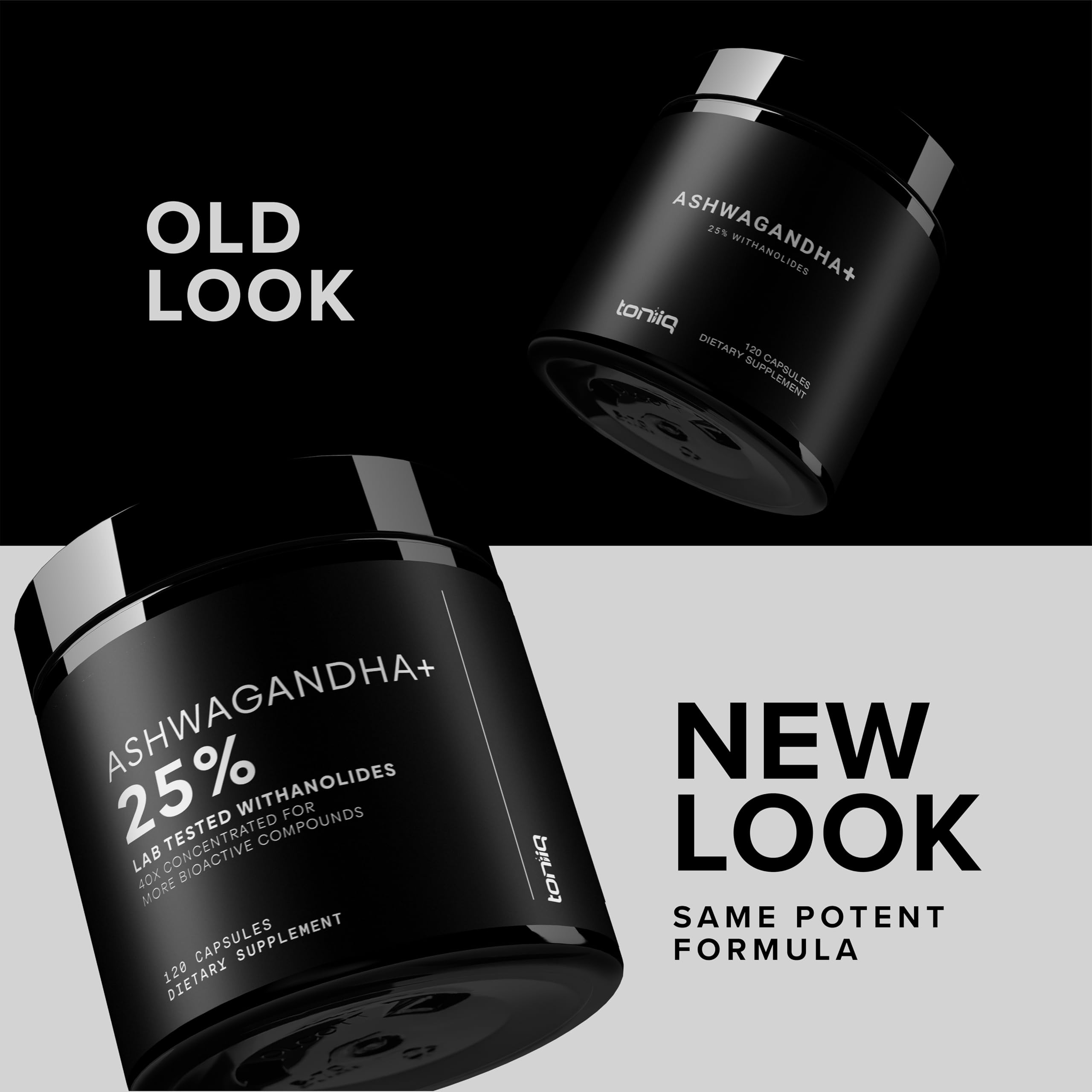 Toniiq Ashwagandha – 40:1 Concentrated Extract – 25% Withanolides – Wild Harvested in India – Highly Bioavailable with Black Pepper – Third-Party Tested – 120 Capsules - 1,300mg per Serving Toniiq uk supplements