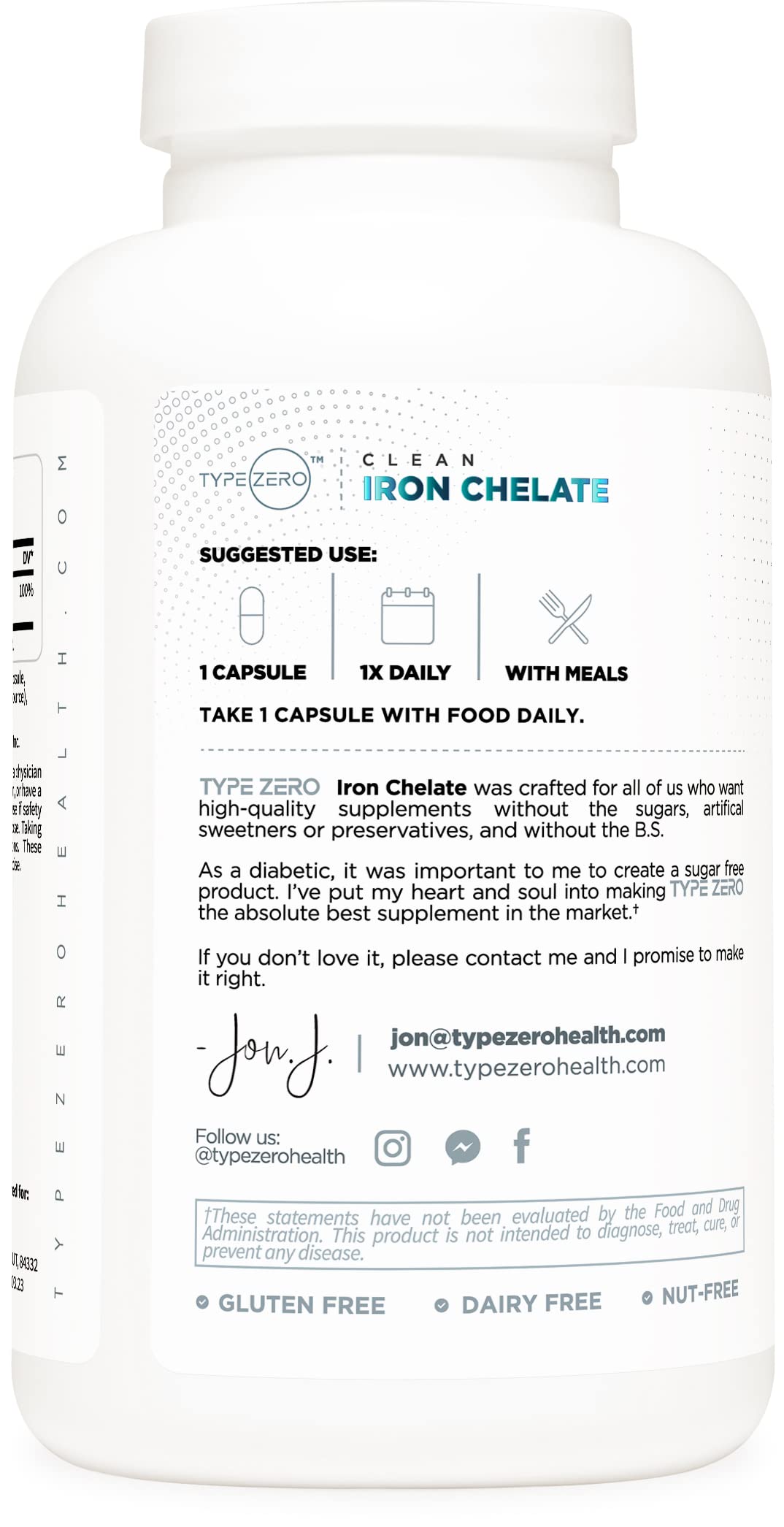 Type Zero Iron Chelate Capsules (18 MG, 240 CAPS) from Ferrochel Ferrous Bisglycinate Chelate - Non-GMO and Gluten Free Type Zero uk supplements