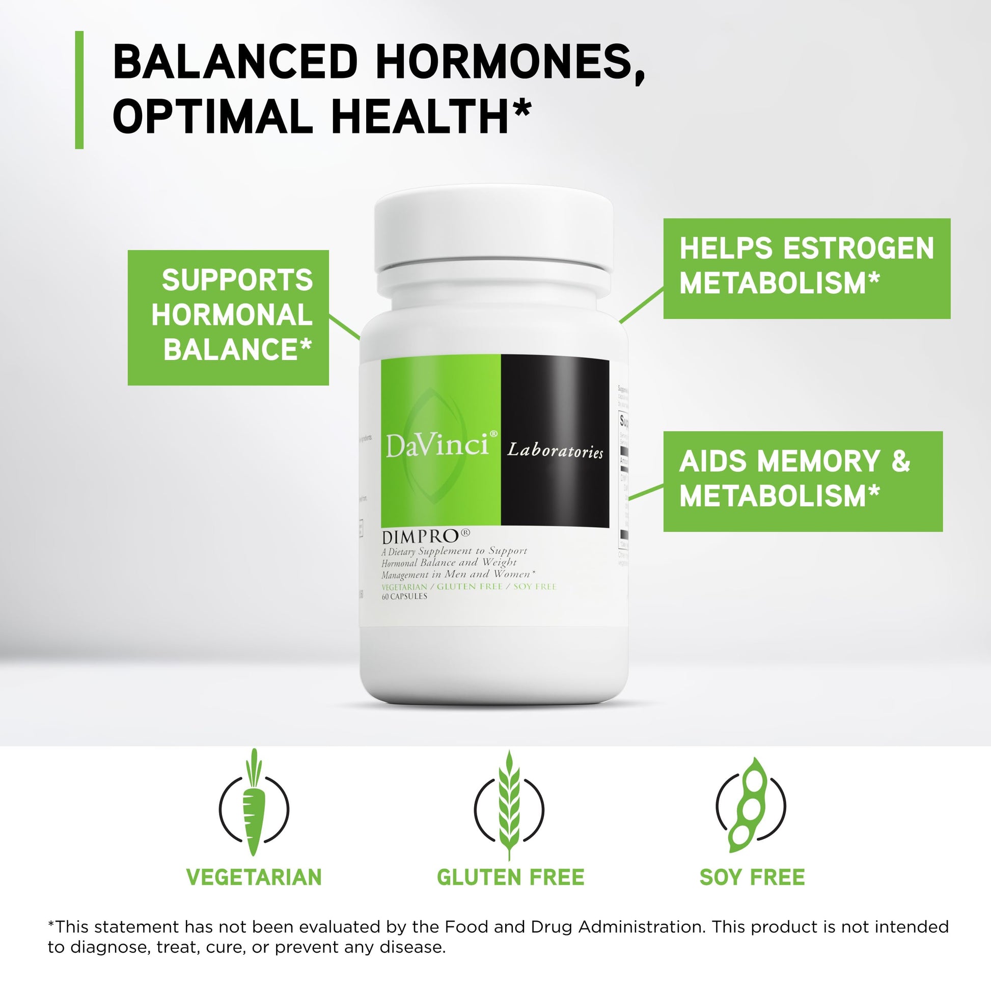 DAVINCI Labs DimPro - Dietary Supplement to Support Hormonal Balance in Men & Women & Healthy Weight Management* - with Vitamin E and More - Vegetarian - Soy-Free - Gluten-Free - 60 Capsules DAVINCI uk supplements