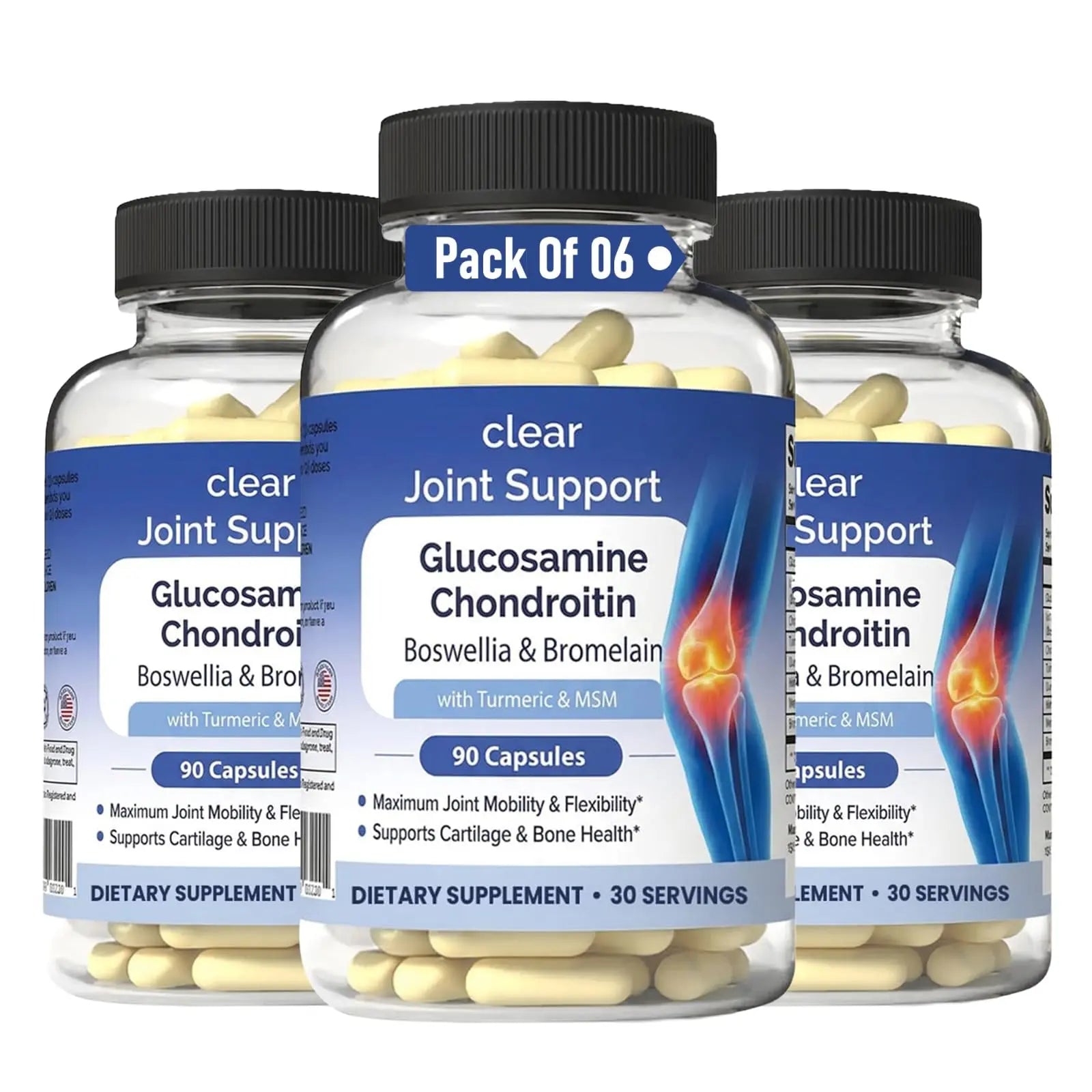 Glucosamine Chondroitin MSM with Turmeric & Boswellia 540 Capsules | 8-in-1 Joint Support Supplement for Flexibility & Mobility | Joint Supplement for Men & Women – Supports Back, Knees, Hips & Joints Clear Probiotics uk supplements