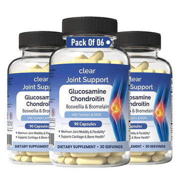 Glucosamine Chondroitin MSM with Turmeric & Boswellia 540 Capsules | 8-in-1 Joint Support Supplement for Flexibility & Mobility | Joint Supplement for Men & Women – Supports Back, Knees, Hips & Joints Clear Probiotics uk supplements