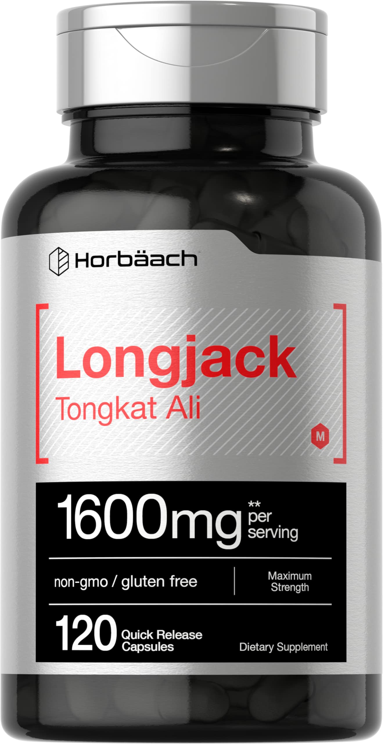Longjack Tongkat Ali 1600 mg | 120 Capsules | Longifolia Root Extract Powder | Maximum Horbäach uk supplements
