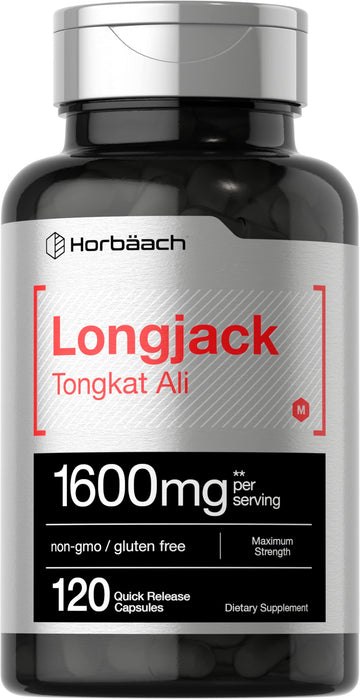 Longjack Tongkat Ali 1600 mg | 120 Capsules | Longifolia Root Extract Powder | Maximum Horbäach uk supplements