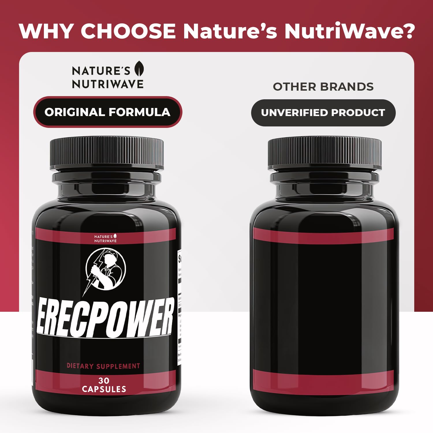Nature’s NutriWave ErecPower – 100% Natural Men’s Wellness Supplement with Niacin, Zinc & Herbal Blend - Made in USA – 30 Capsules, 3 Month Supply Nature’s NutriWave uk supplements