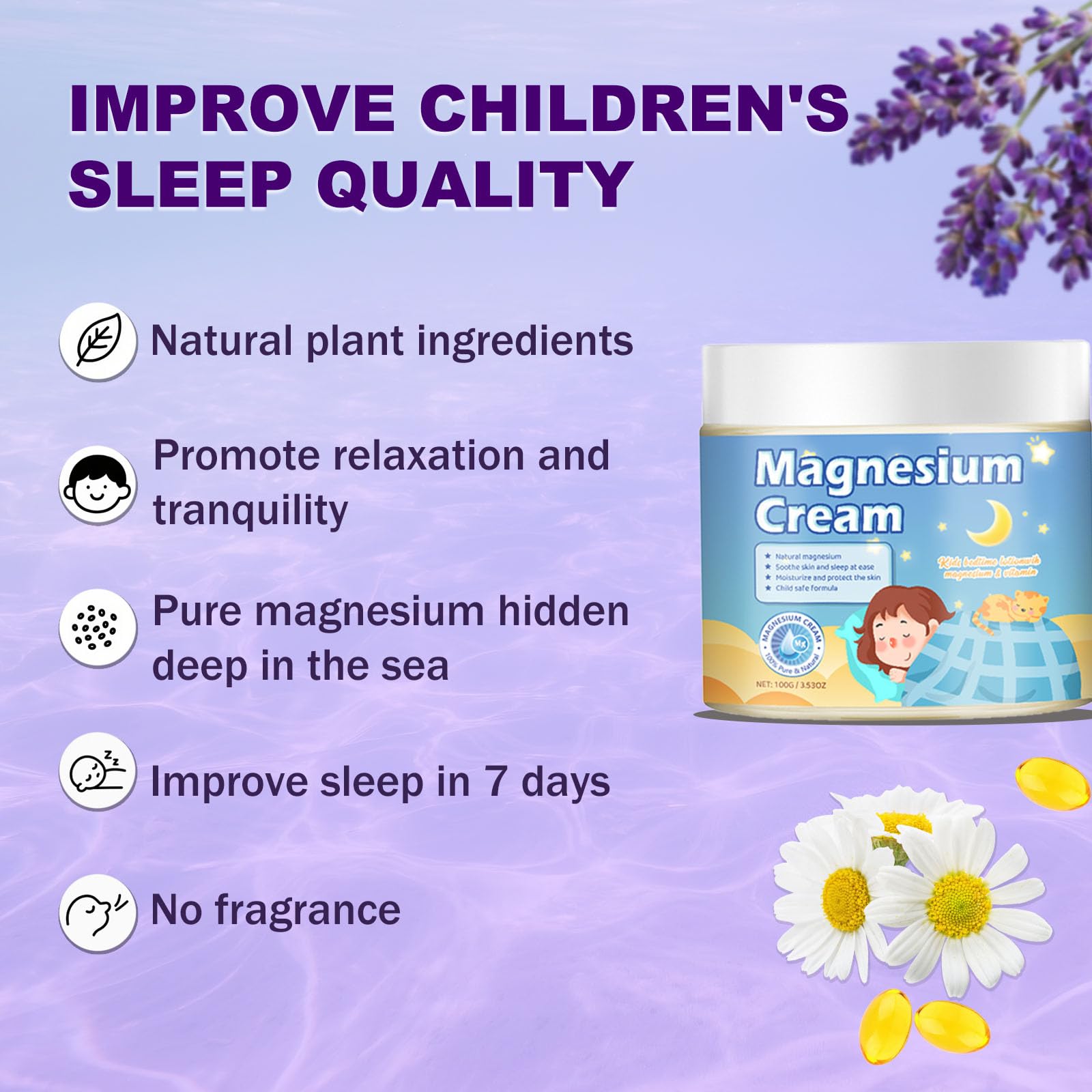100g Magnesium Lotion for Kids Sleep,Nighttime Magnesium Cream,Soothe and Relax Your Body Before Bed,Safe for Both Adults and Children,Natural Calming Cream Support for Sleep Kzaio uk supplements