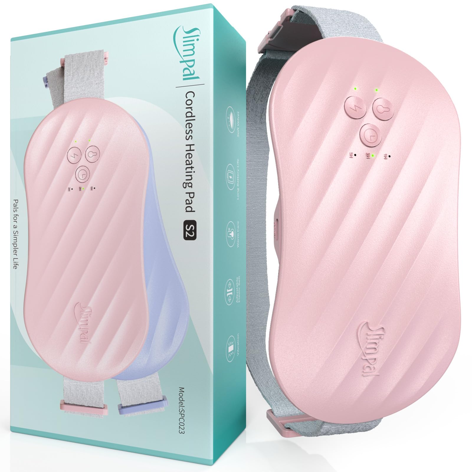 Slimpal AI Portable Heating Pad for Period Cramps, Smart AI Heat Chip, Electric Cordless Heating Belt for Back, Belly, Waist, Stomach, Menstrual Wearable Heating Pad Gifts for Girl Women Her Pink S2 Slimpal uk supplements