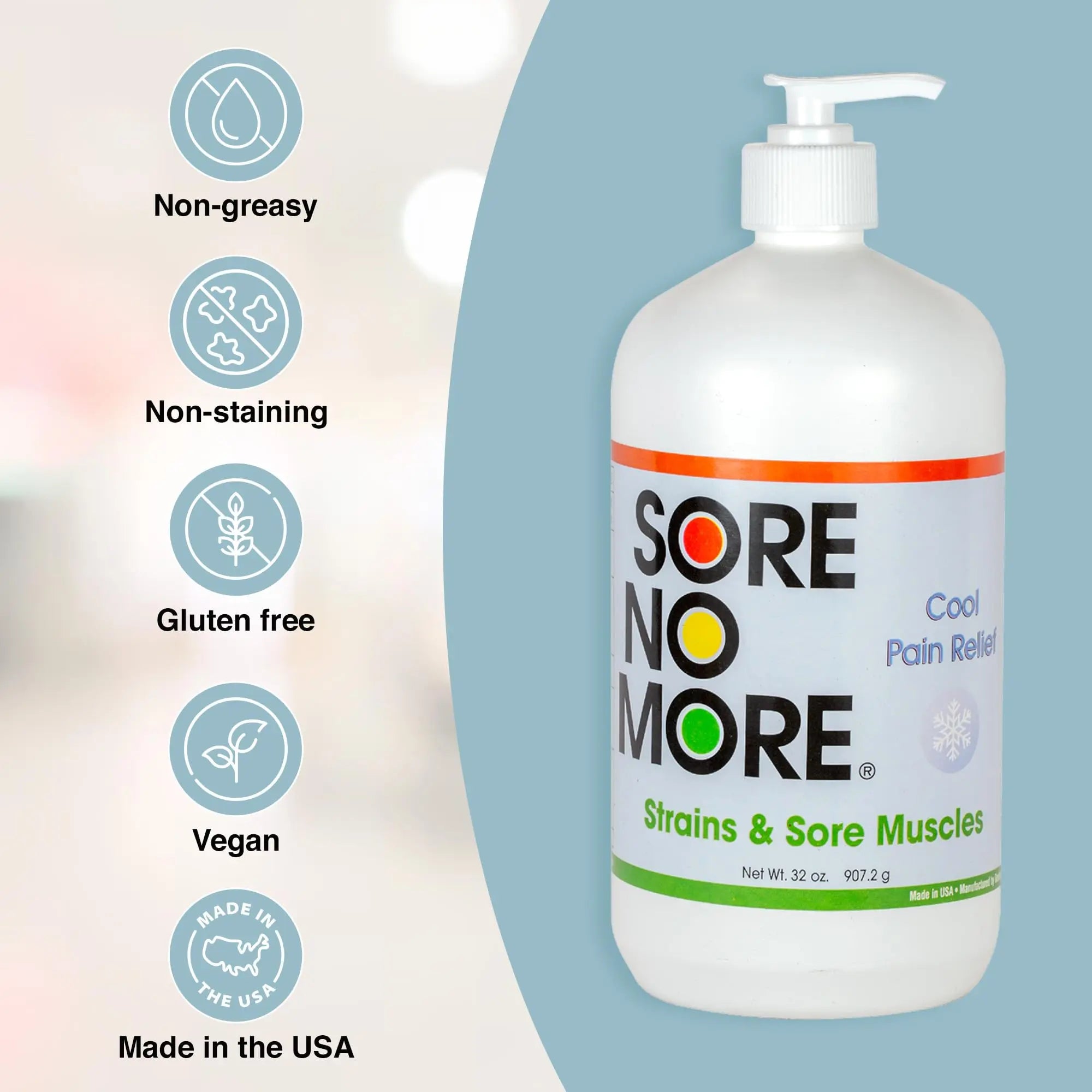 Sore No More Cool Relieving Gel for Aches & Pains in Muscles & Joints associated with Strains, Bruises & Sprains | Absorbs Quickly with a Refreshing Lemon Aroma | 32 oz Bottle with Pump Sore No More uk supplements