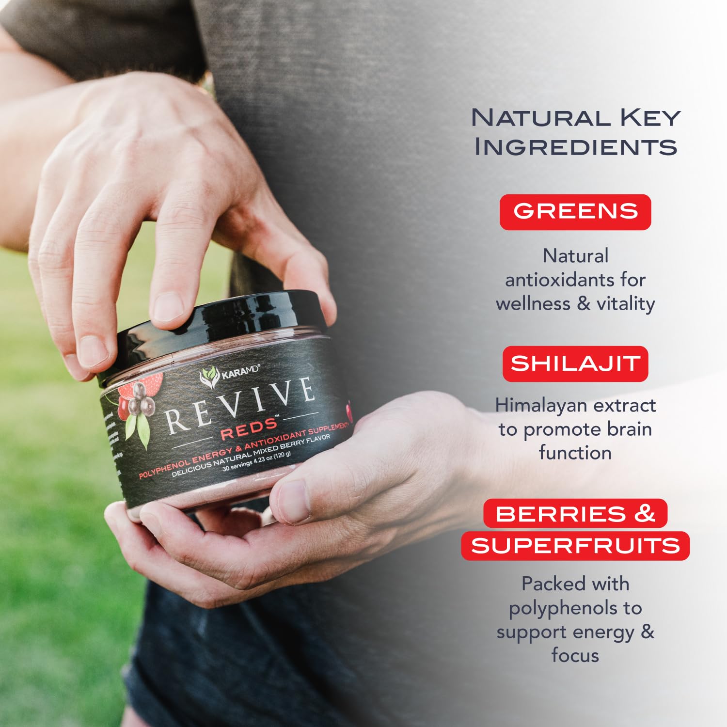 KaraMD Pure Nature Greens Whole Food Supplement & Revive Reds Polyphenol Energy Booster | Antioxidants, Shilajit & Enzymes | Vegan Friendly, Gluten Free, Non-GMO (30 Servings) KaraMD uk supplements