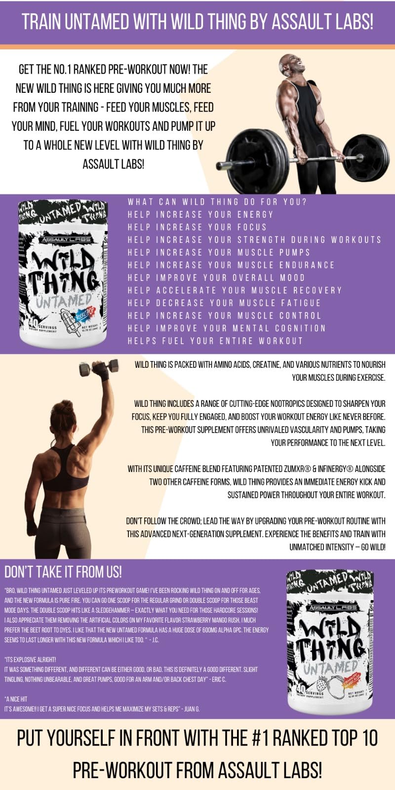 Assault Labs Wild Thing Pre Workout Powder Blend of Di-Citrulline Malate,Beta Alanine Assault Labs uk supplements