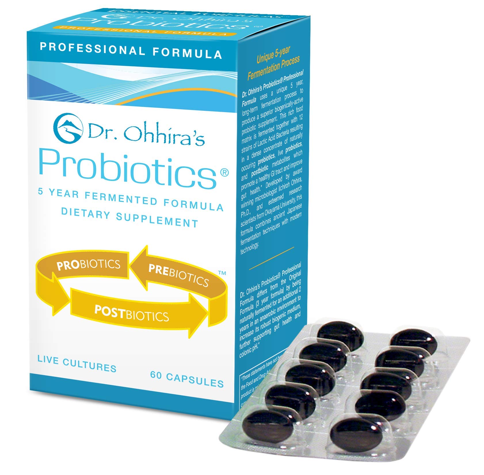 Essential Formulas Dr. Ohhira’s Probiotics Professional Formula with 5 Year Fermented Prebiotics, Live Active Probiotics and The only Product with Postbiotic Metabolites, 60 Capsules Essential Formulas uk supplements