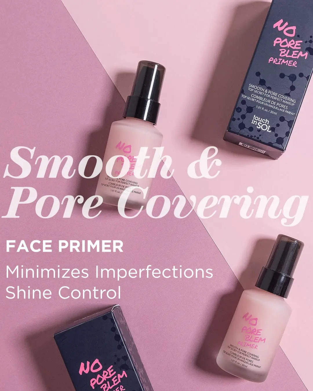 TOUCH IN SOL No Poreblem Primer – Pore Primer for Korean Makeup, Mattifying Primer for Oily Skin, Pore Eraser for Large Pores, Blurring Finish from K Beauty (1.01 fl.oz/30ml) Touch in Sol uk supplements