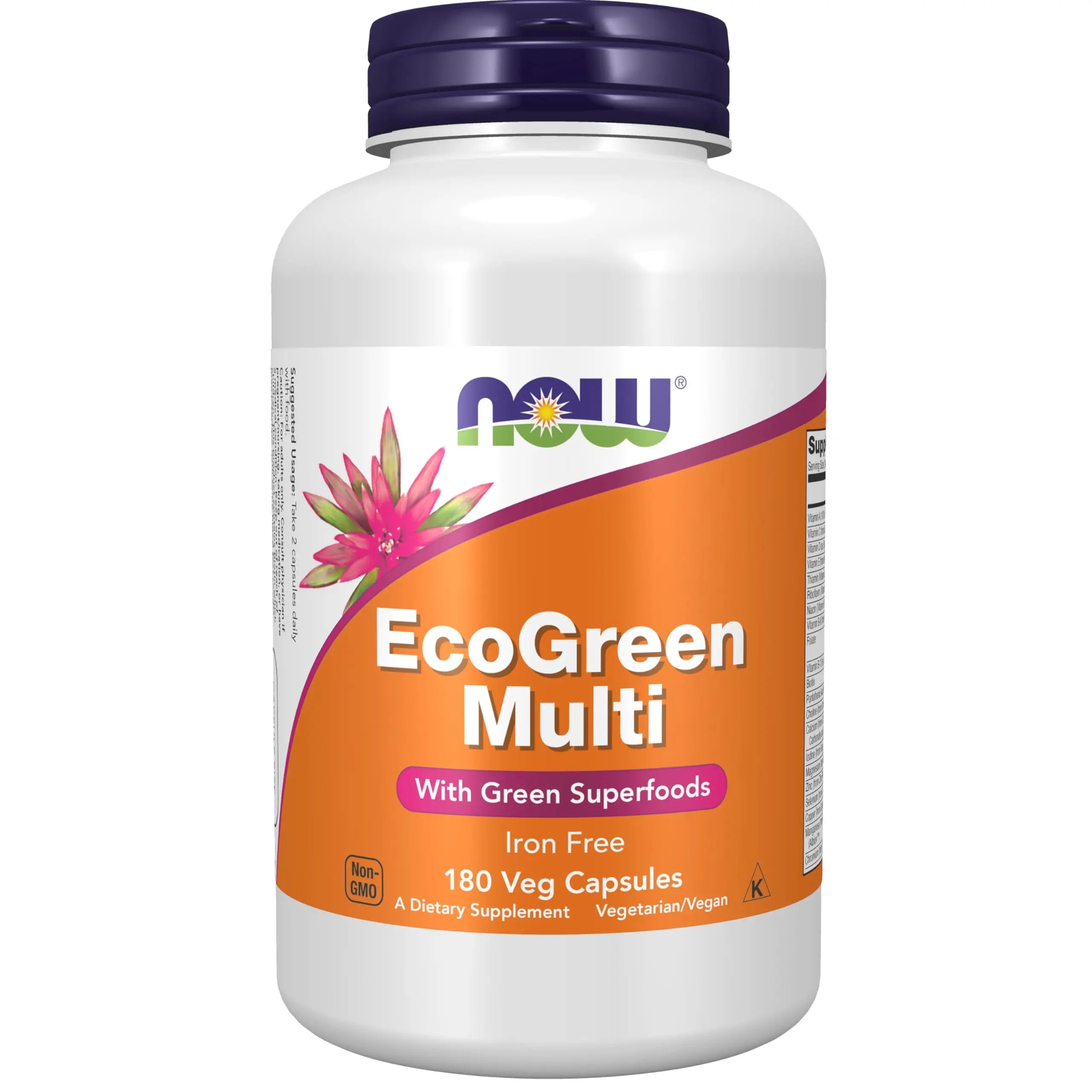 NOW Supplements, EcoGreen Multi Vitamin with Green Superfoods, Iron-Free 180 Veg Capsules NOW Foods uk supplements