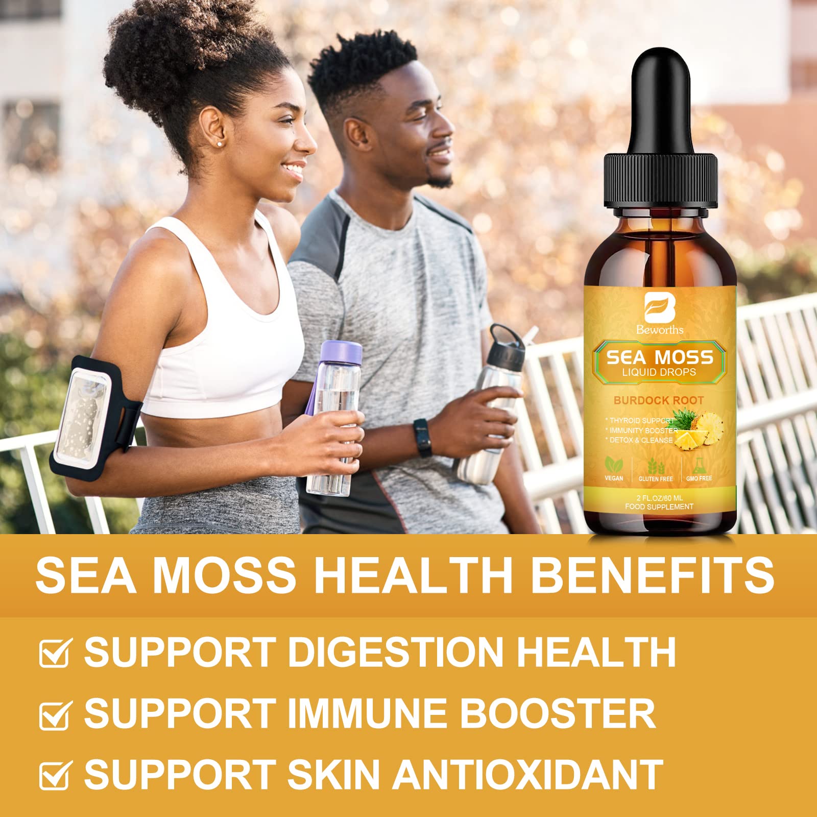 B BEWORTHS Sea Moss Liquid Drops - Organic Irish Sea Moss Gel with Burdock Root B BEWORTHS uk supplements