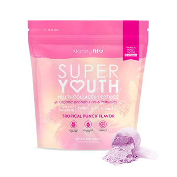 SkinnyFit Super Youth Tropical Punch Multi-Collagen Peptides + Probiotics, Baobab Fiber SkinnyFit uk supplements