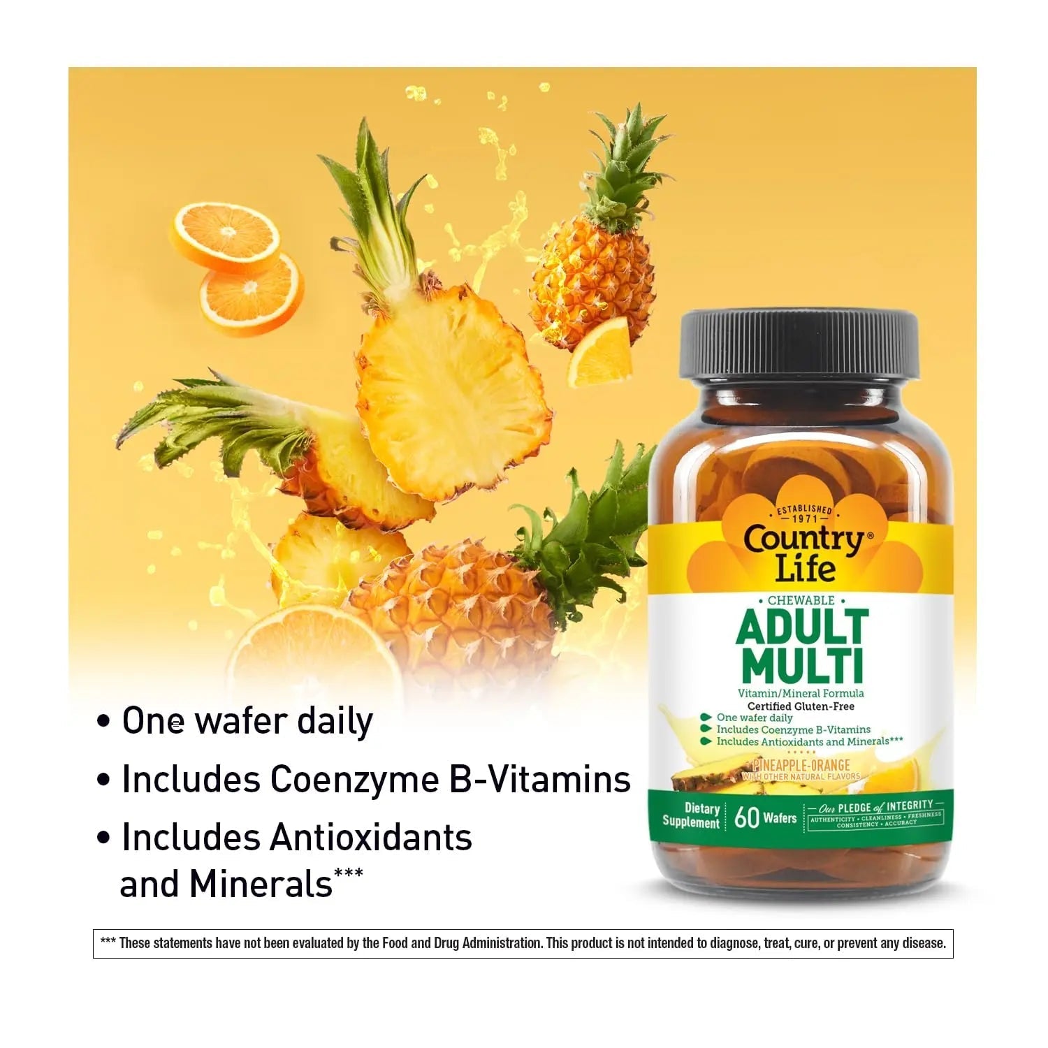 Country Life Adult Chewable Multivitamin with Coenzyme B-Vitamins, Antioxidants, Minerals, Pineapple-Orange Flavor Country Life uk supplements