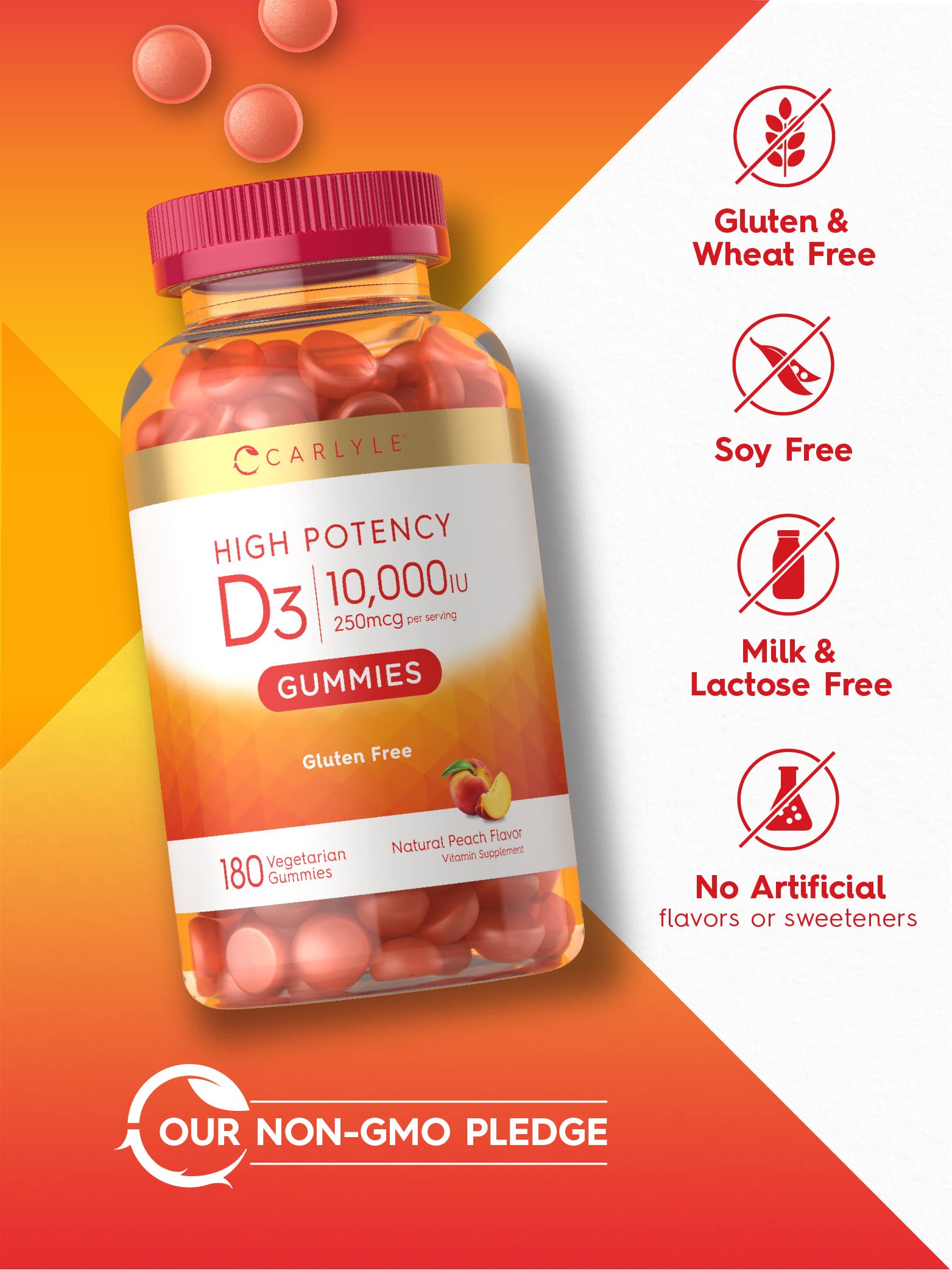 Carlyle Vitamin D3 Gummies | 10,000 iu | 180 Count | Vegetarian, Non-GMO Carlyle uk supplements