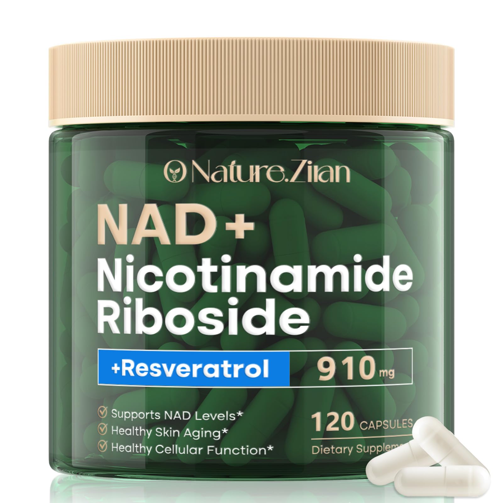 NAD Supplement 120 Capsules, Liposomal Nicotinamide Riboside, Resveratrol, Quercetin, NAD Nicotinamide Riboside Resveratrol 910mg for Women & Men, NAD Supplement for Anti Aging and Cell Regeneration KZUO uk supplements