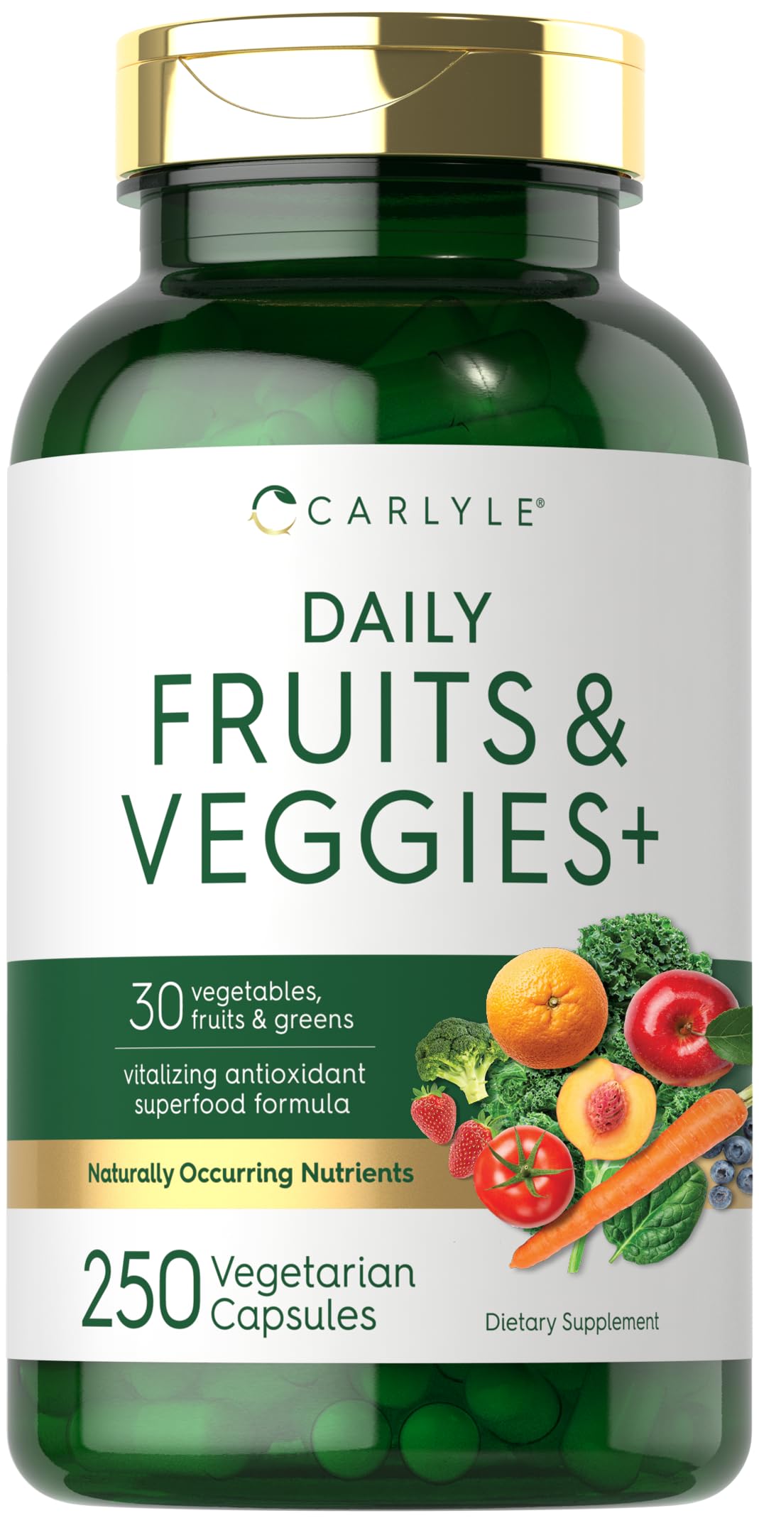Carlyle Fruits and Veggies Supplement | 250 Capsules | Made with 30 Fruits and Vegetables | Vegetarian, Non-GMO, Gluten Free Superfood Formula Carlyle uk supplements