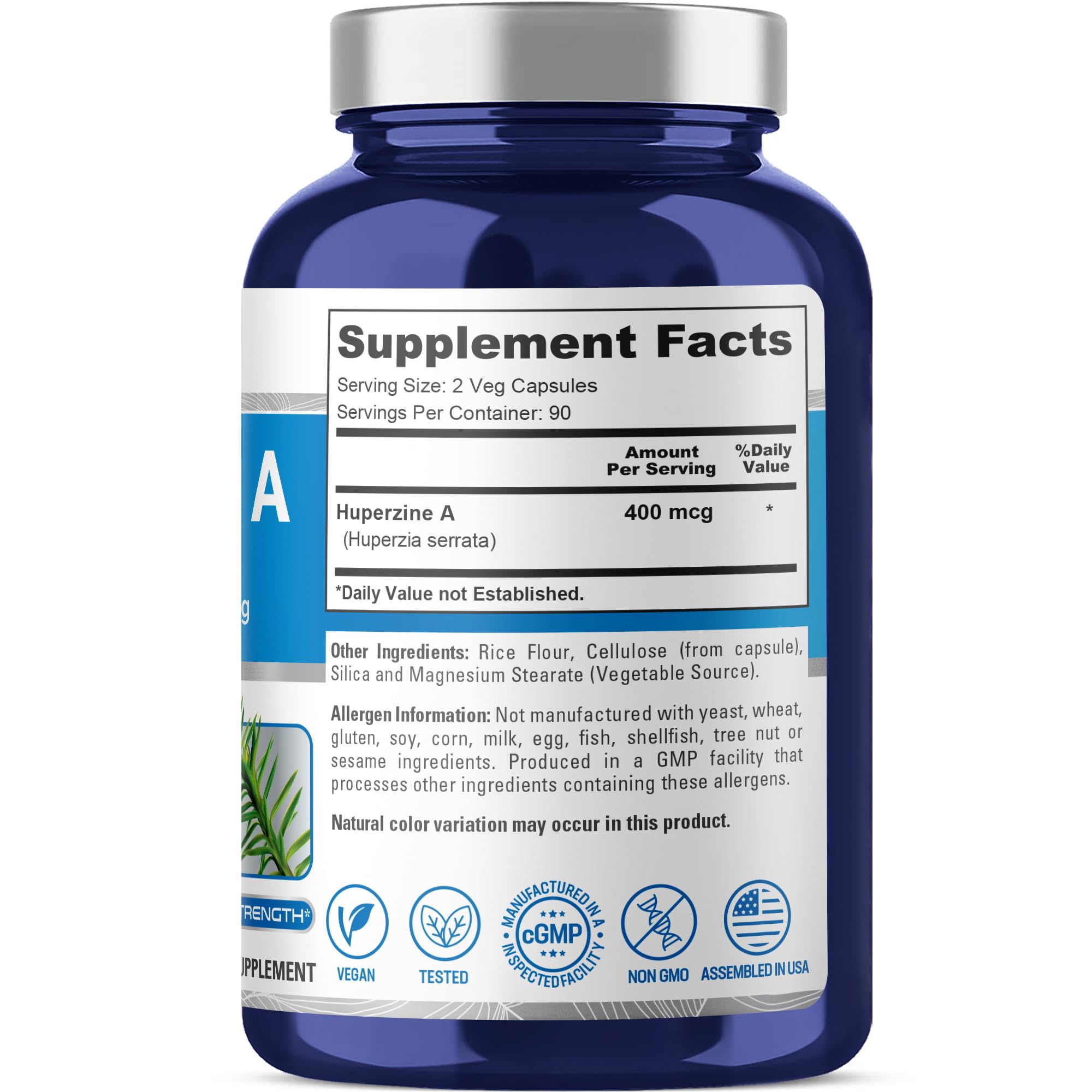 NusaPure Huperzine A 400mcg 180 Veggie Capsules (Vegetarian, Non-GMO, Vegan) NusaPure uk supplements