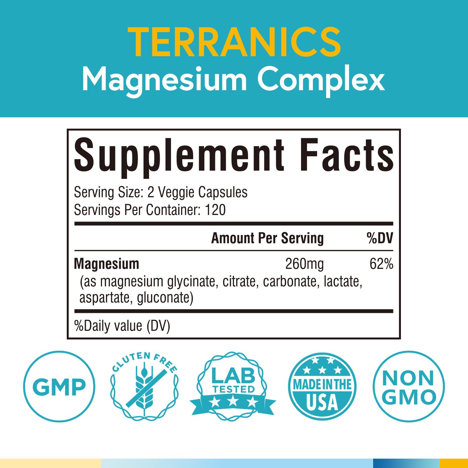 Terranics Magnesium Complex, 6-in-1, High Absorption, Glycinate, Citrate, Aspartate, Gluconate, Calmness, Heart, Bone, 240 Capsules, Non-Buffered Terranics uk supplements