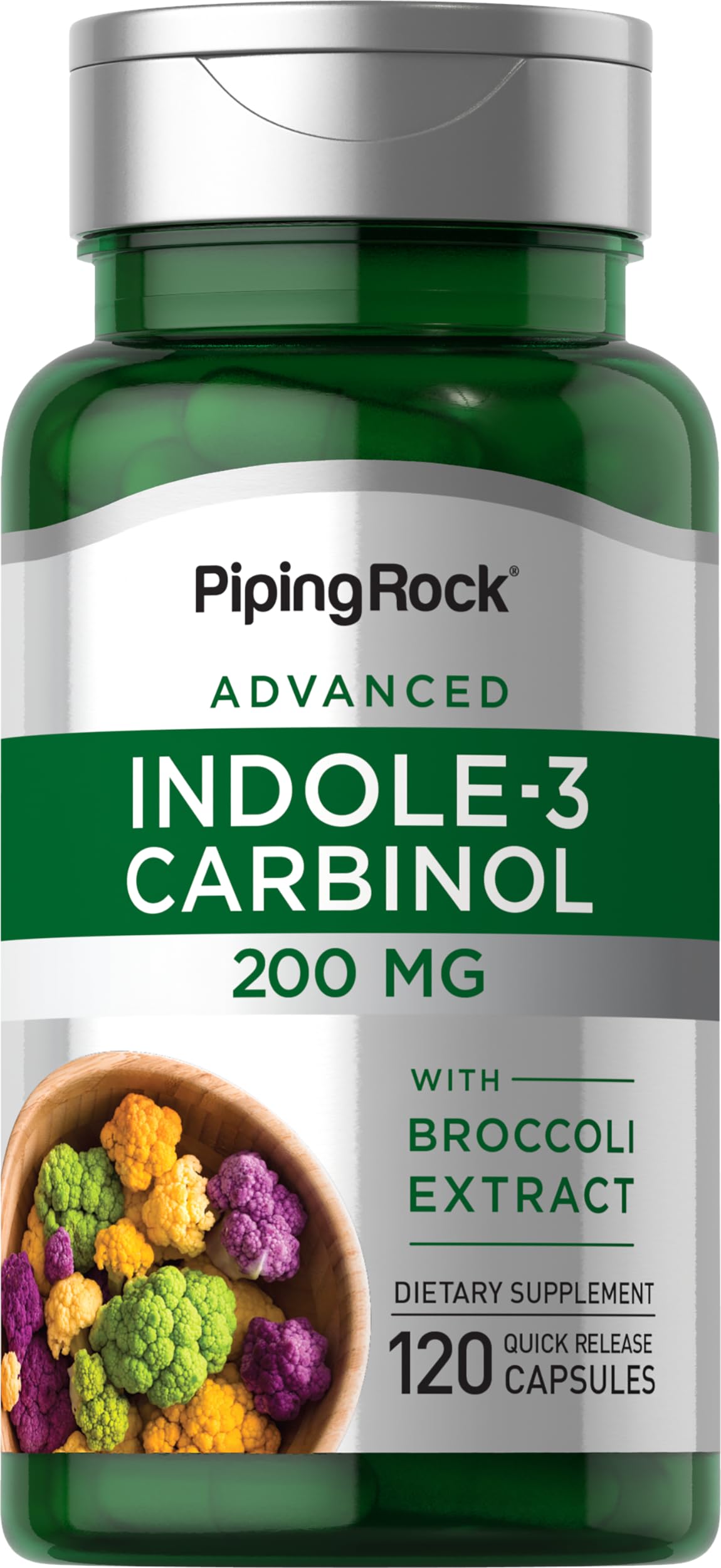 Piping Rock Indole 3 Carbinol | 200mg | 120 Capsules | I3C with Broccoli Extract | Non-GMO, Gluten Free Supplement Piping Rock uk supplements