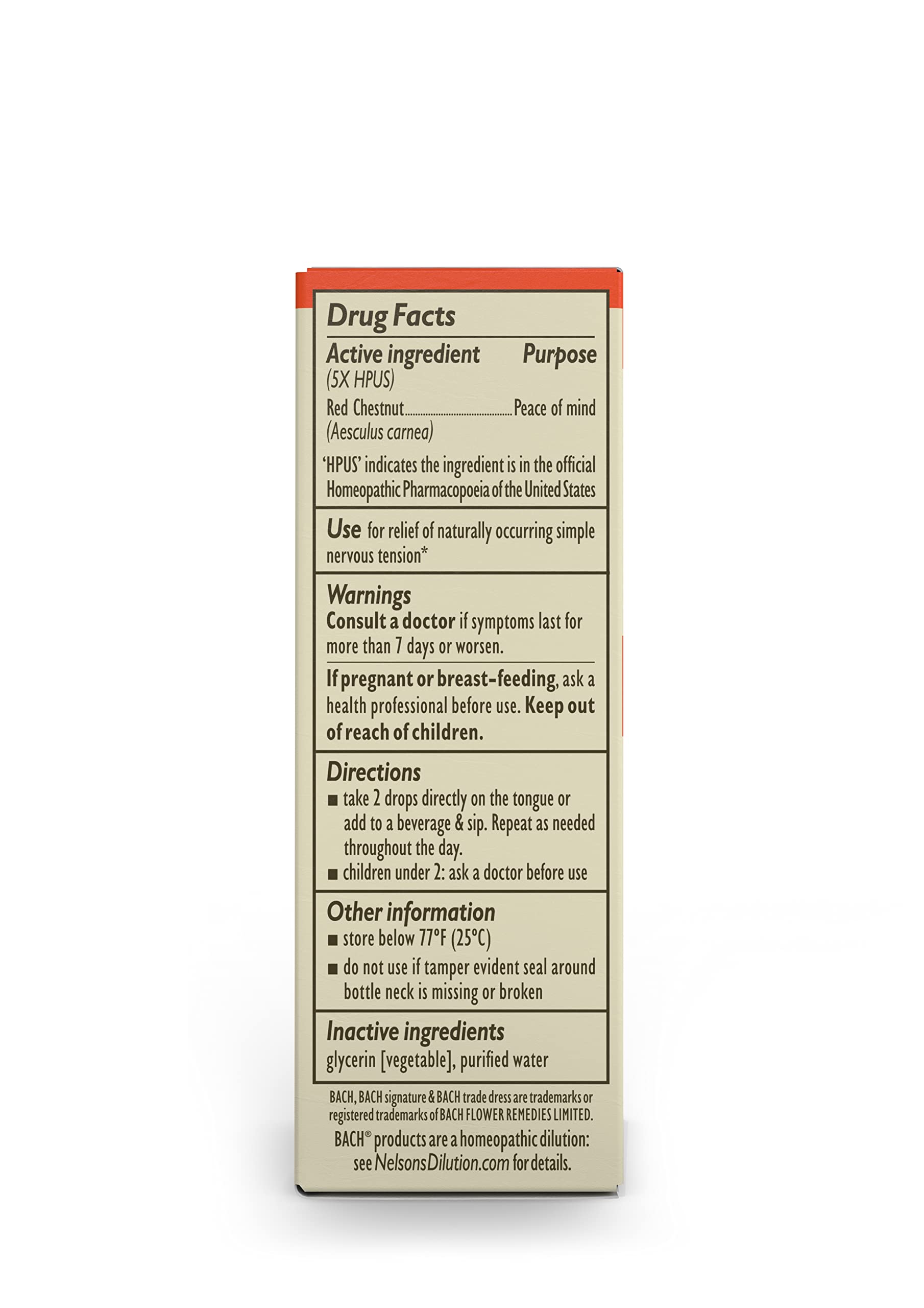Bach Original Flower Remedies, Red Chestnut for Peace of Mind (Non-Alcohol Formula) Bach uk supplements