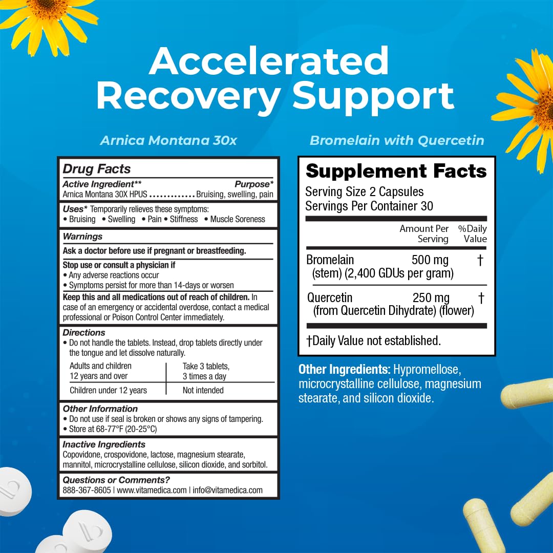 VitaMedica | Arnica Montana 30X and Bromelain with Quercetin Bundle | Arnica Montana | Bromelain | Quercetin | Recovery Bundle | Plant Based | Made in USA VitaMedica uk supplements