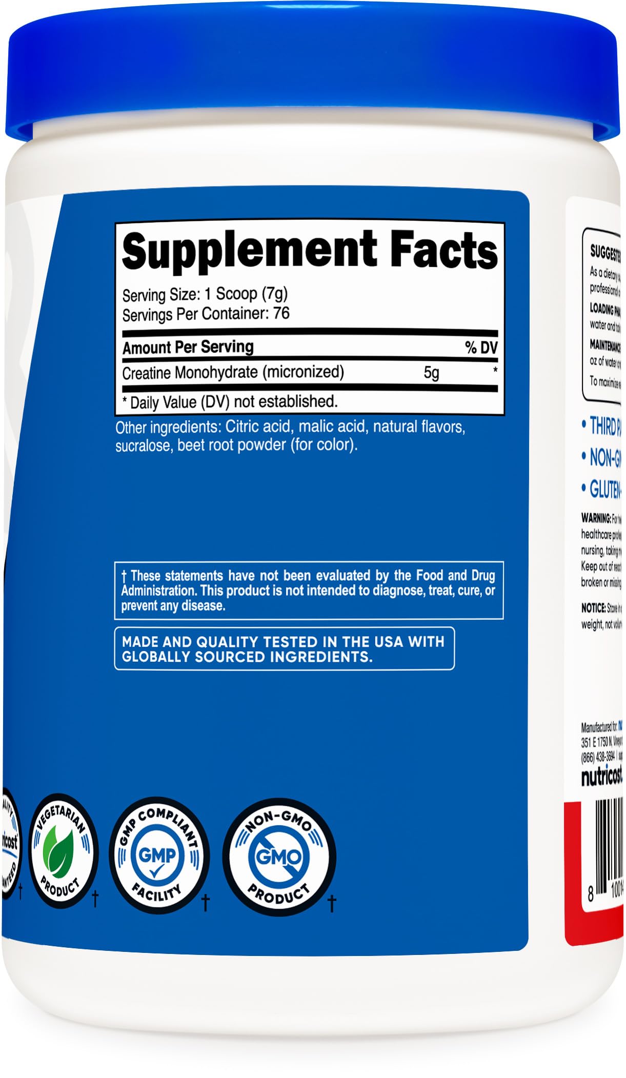 Nutricost Creatine Monohydrate Powder (Fruit Punch, 500 Gram) Nutricost uk supplements