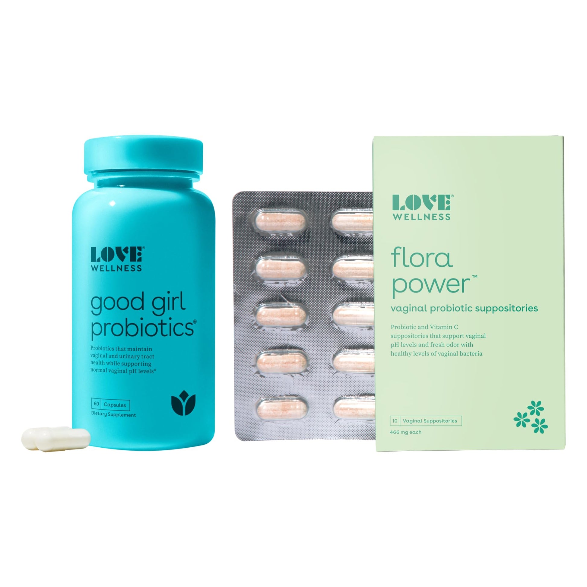 Love Wellness Flora Power & Good Girl Probiotics | Vaginal Suppositories & Prebiotics for Women Love Wellness uk supplements