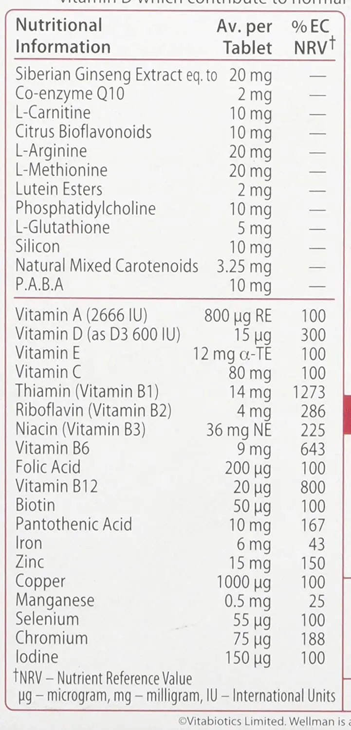 Wellman 4 X 50+ 30 Tablets Wellman uk supplements