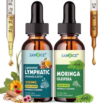 SANSICE Organic Moringa Supplement, Liquid Moringa Leaf Extract for Women & Men, Lymphatic Drainage Supplement with Echinacea for Lymph System Support SANSICE uk supplements