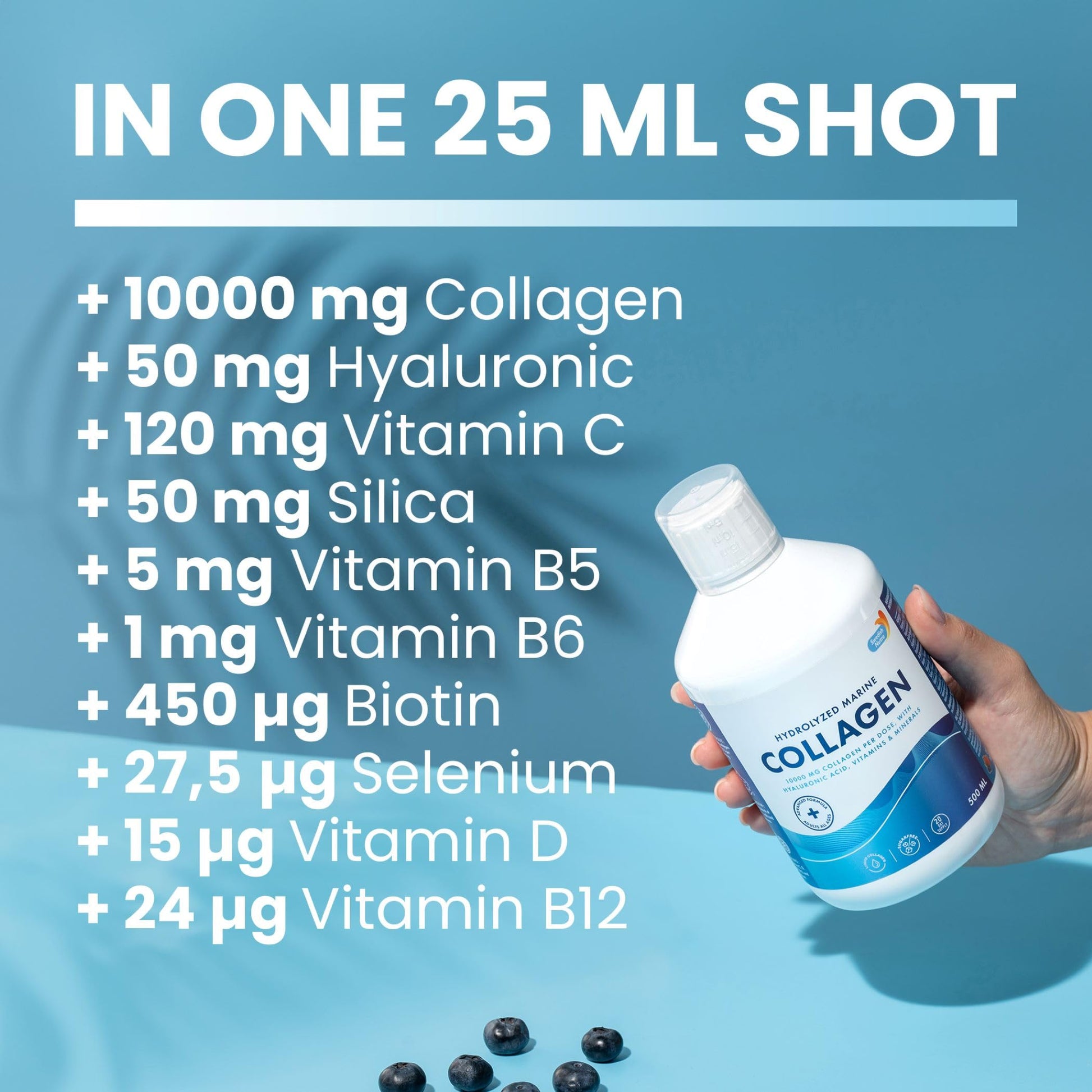 Swedish Nutra 10,000 mg Hydrolyzed Marine Collagen Liquid Supplement - 500 ml, 20 Day Supply | Hyaluronic Acid, Biotin & Vitamin C for Healthy Hair, Skin, Nails & Joints | For Men & Women | Sugar-Free Swedish Nutra uk supplements