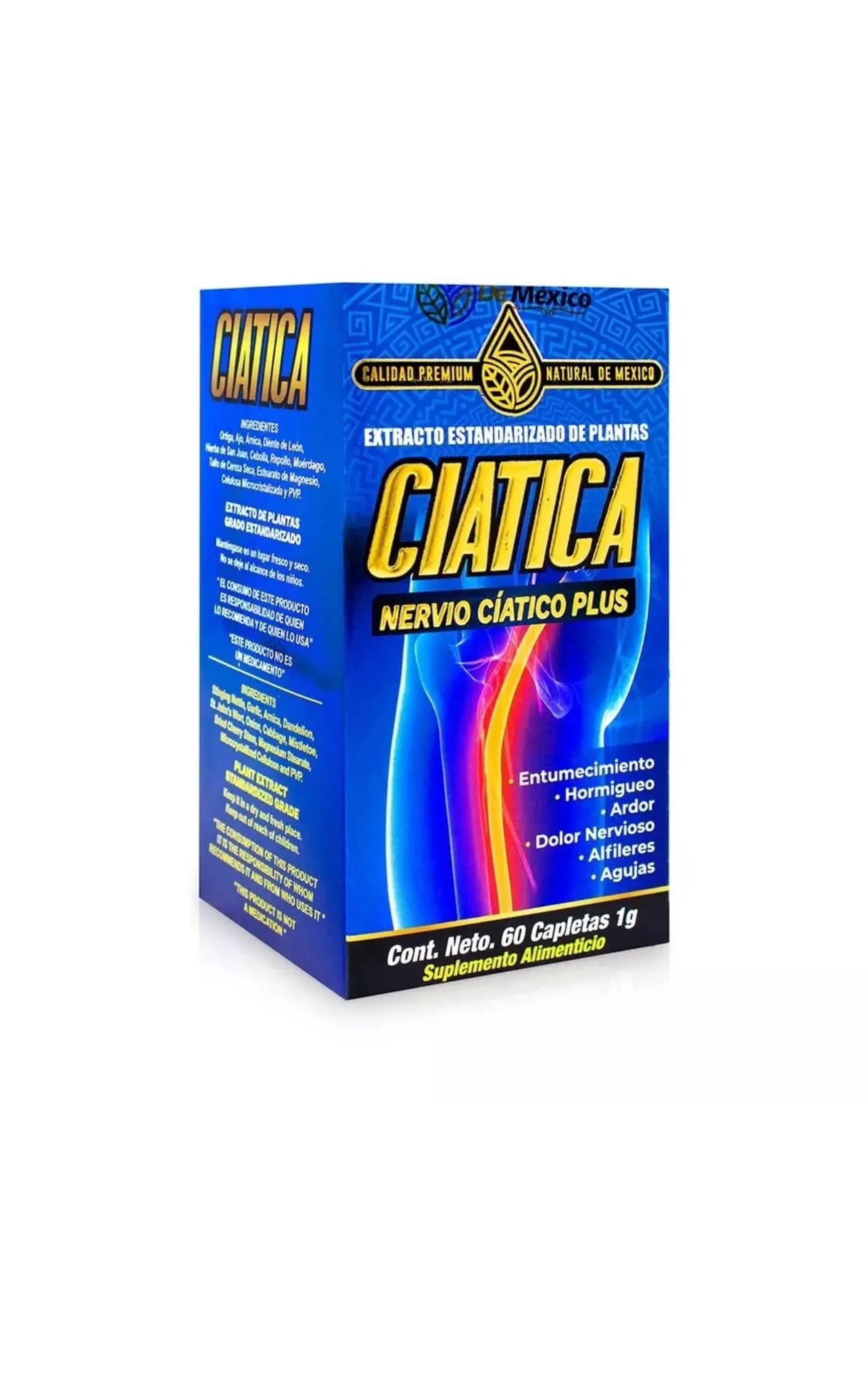 Set con Suplemento Ciatico Tratamiento Nervio Plus 60 Capsulas + Gel Extra Fuerte Ciatica 250 grs. Natural de Mexico/Entumecimiento, Hormigueo, Ardor, Dolor Nervioso, Alfileres o Agujas. (2) Generic uk supplements