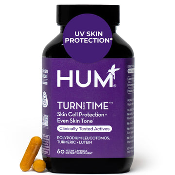 HUM Turn Back Time Turmeric Supplement for Youthful Looking Skin Support with Green Tea Extract, Lutein & Polyphenols, Skin Care Aging & Collagen Support Capsules for Even Tone, 60 Vegan Capsules HUM uk supplements