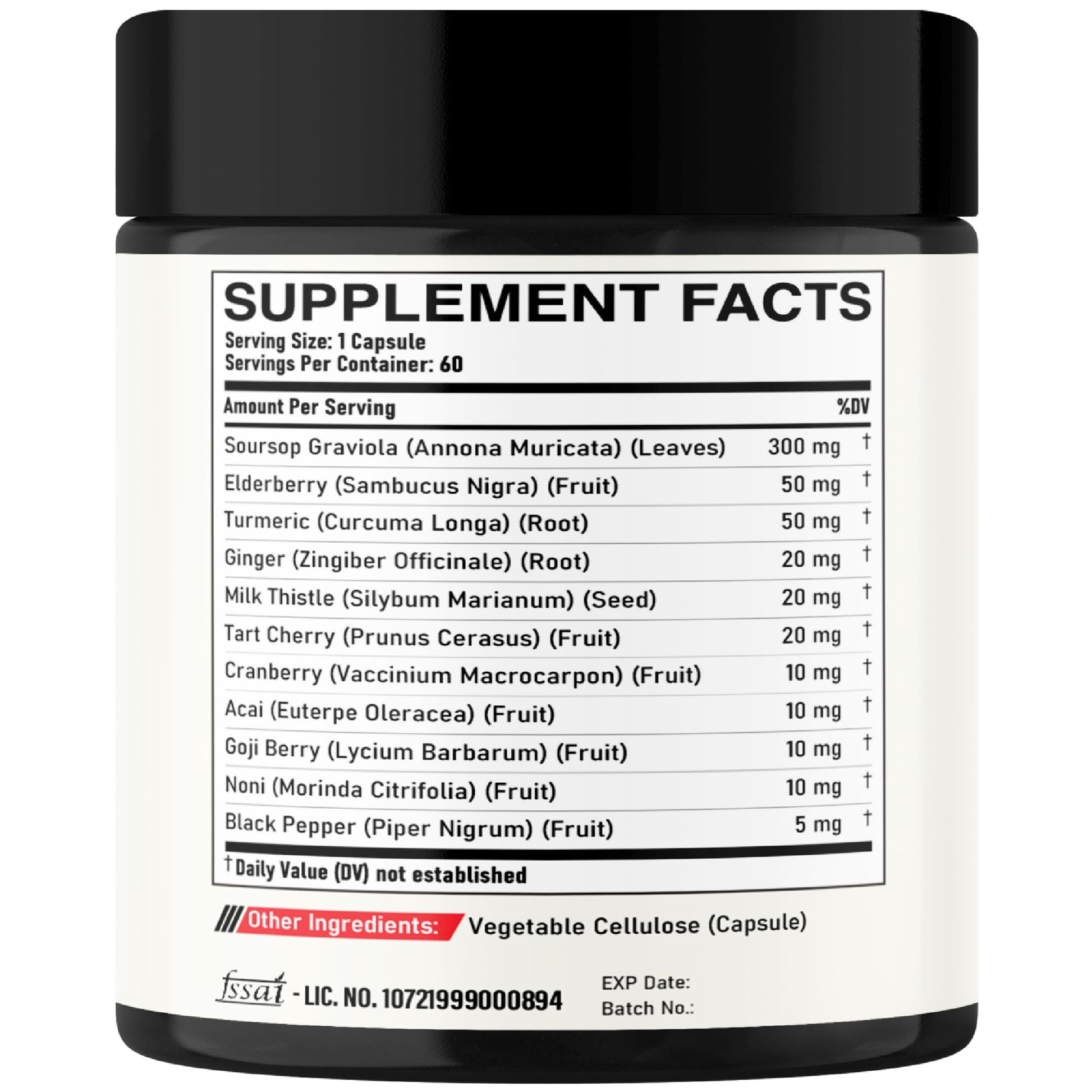 DEDICAD 11in1 Graviola Soursop Capsules - Blended with Elderberry, Turmeric, Ginger, Milk Thistle, Cranberry & More - Support Positive Mood, Immune System & Body Management DEDICAD uk supplements