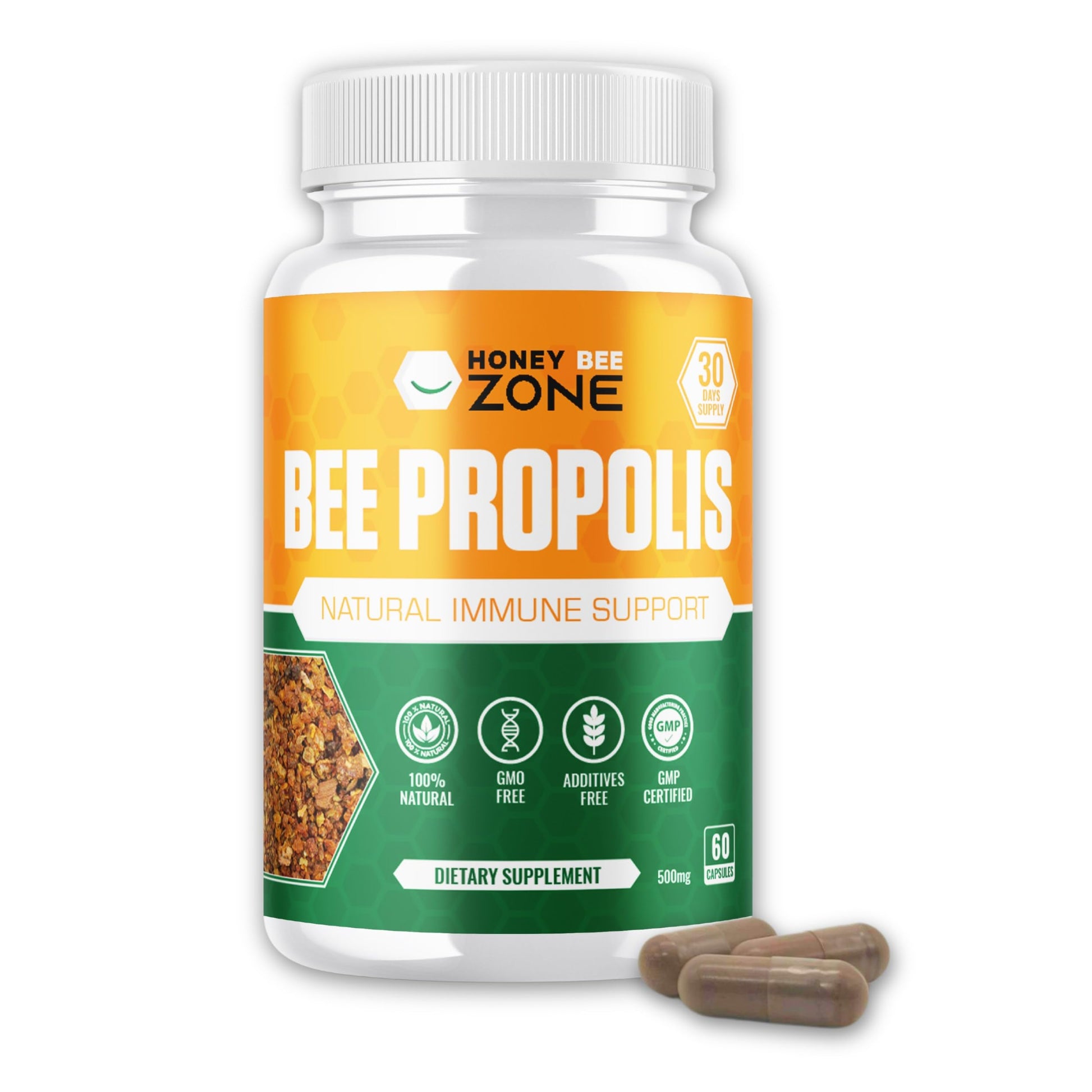 HONEYBEEZONE-Bee Propolis Capsules – 100% Natural Energy and Immune Support Supplement | Non-GMO, Gluten-Free, 60 Easy-to-Swallow Veggie Capsules HONEYBEEZONE uk supplements