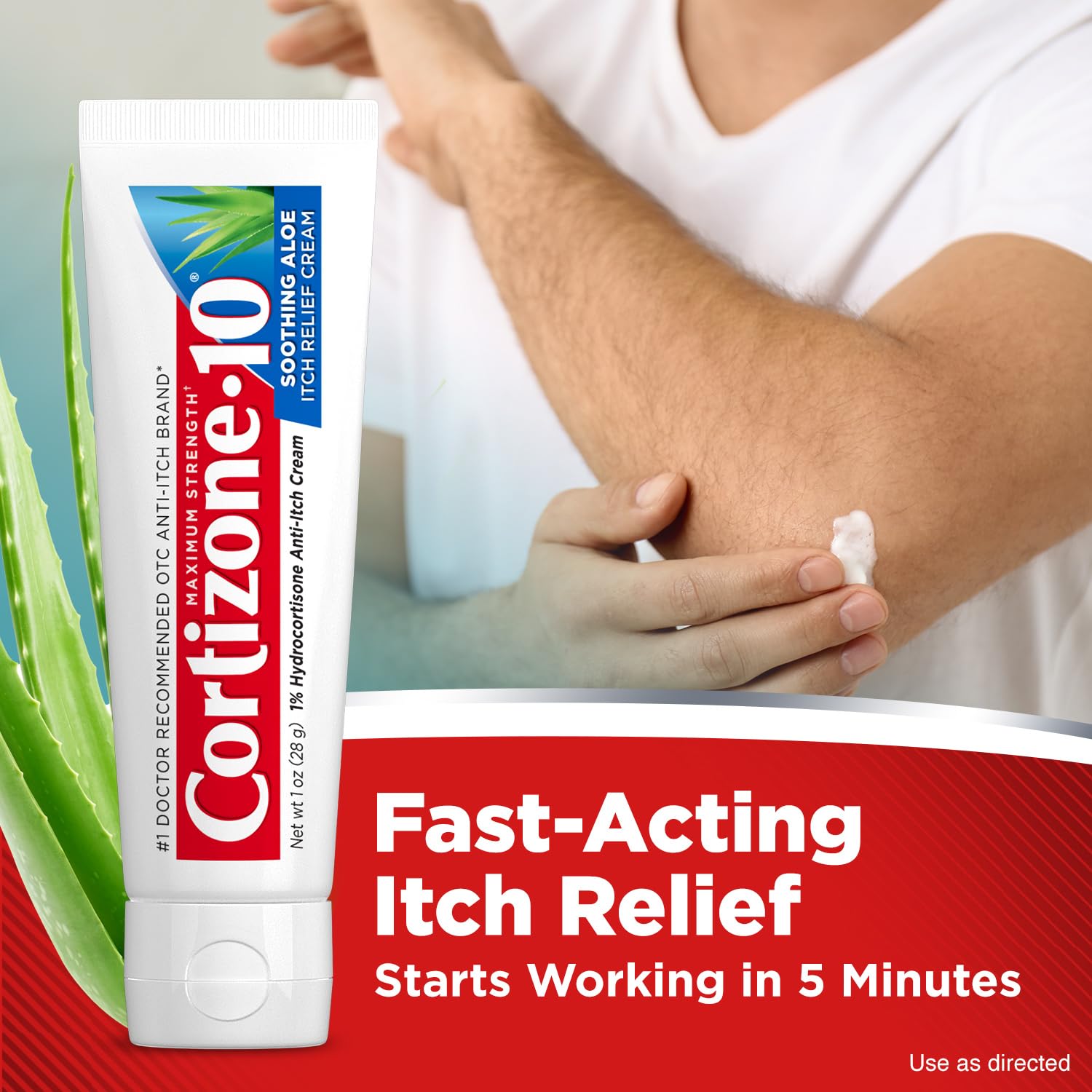 Cortizone-10 Maximum Strength Soothing Aloe Itch Relief Cream, 1% Hydrocortisone, Fast-Acting, Anti-Itch Cream for Bug Bites, Rash, Eczema, Psoriasis, Poison Ivy, Oak, Sumac & More, 1 oz Cortizone 10 uk supplements
